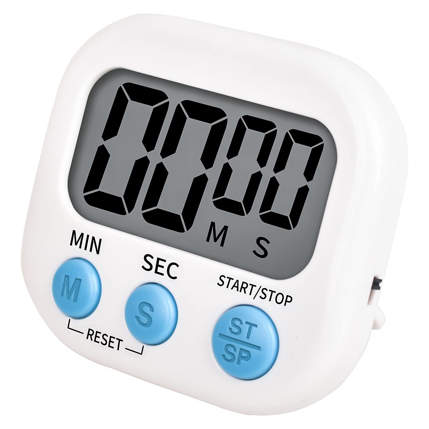 Children's timer, kitchen digital timer, magnetic back, bell, cooking rack - white