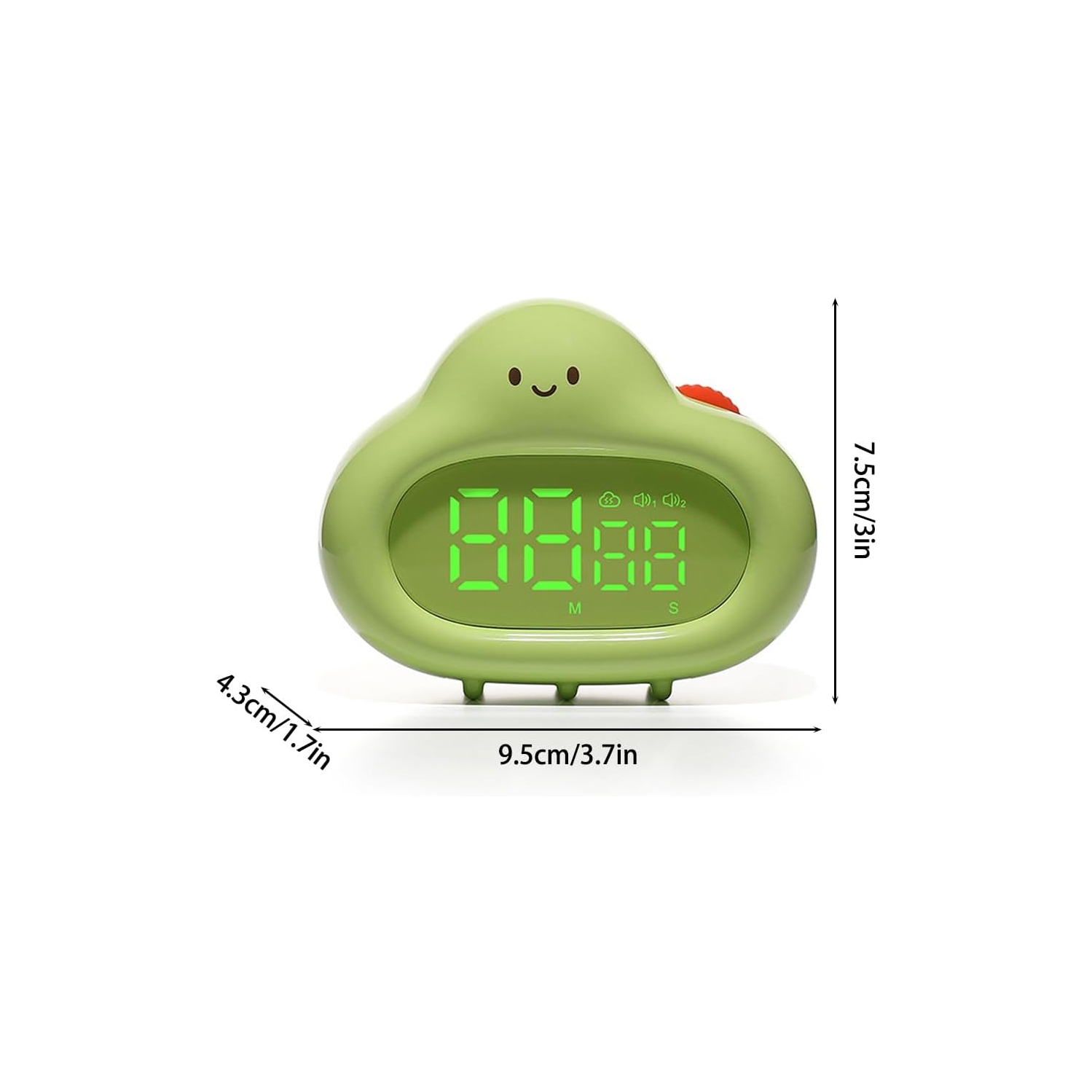 Visual timer, pear-shaped alarm clock, cute digital timer with forward and backward timing function, suitable for home, bedroom, kitchen, yoga,