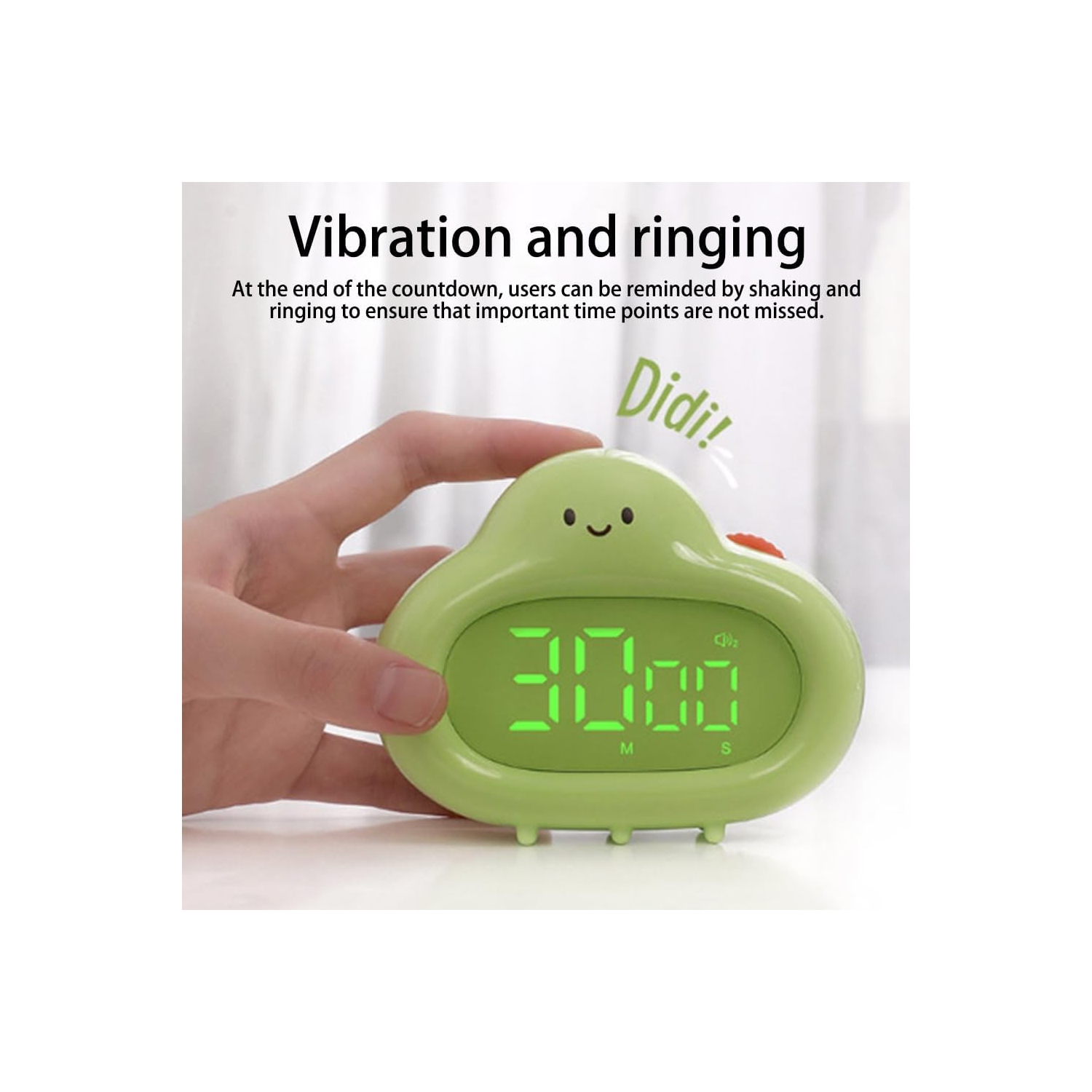 Visual timer, pear-shaped alarm clock, cute digital timer with forward and backward timing function, suitable for home, bedroom, kitchen, yoga,