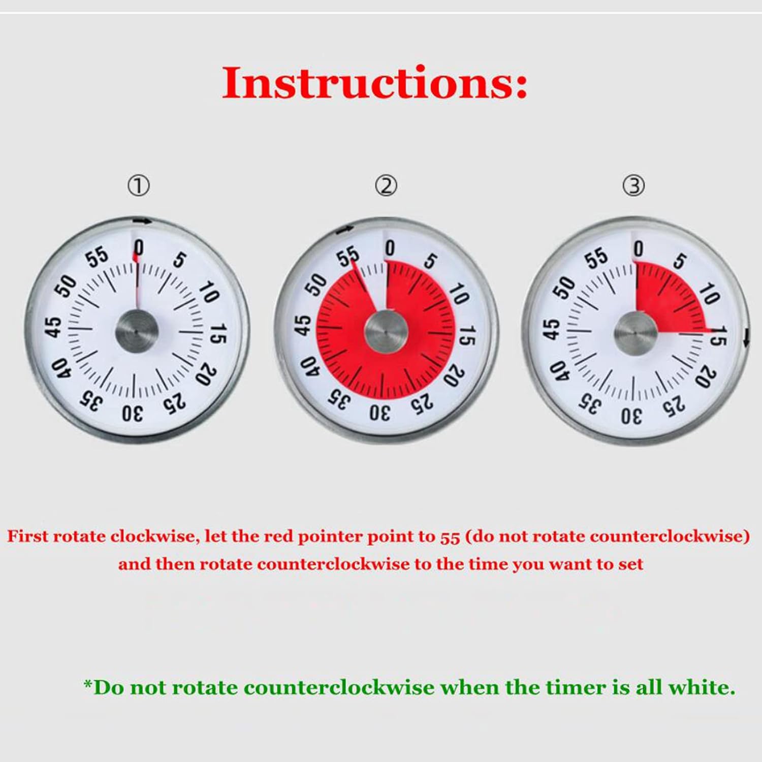 Visual timer kitchen machine timer learning children's kitchen reminder magnetic cooking stopwatch alarm clock - red