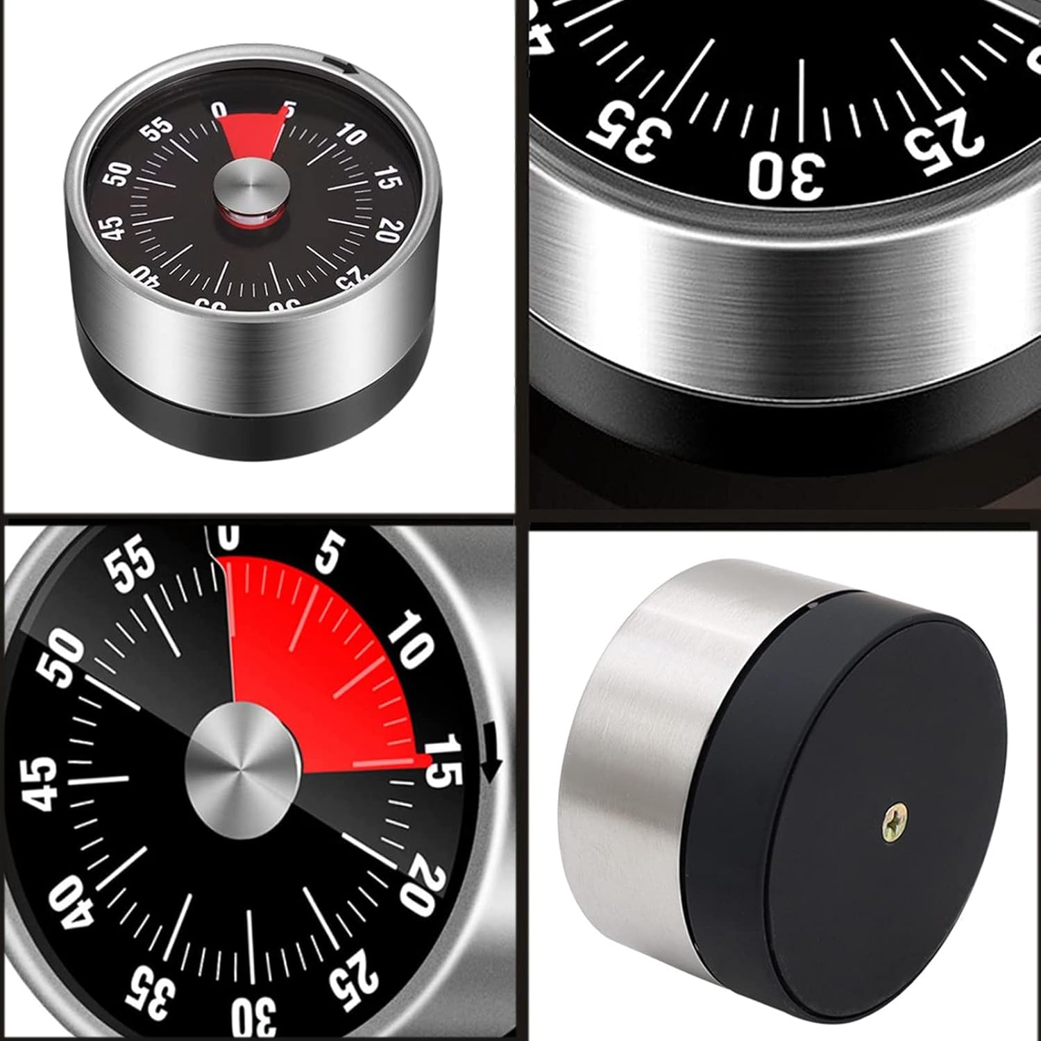 Visual timer kitchen machine timer learning children's kitchen reminder magnetic cooking stopwatch alarm clock - black