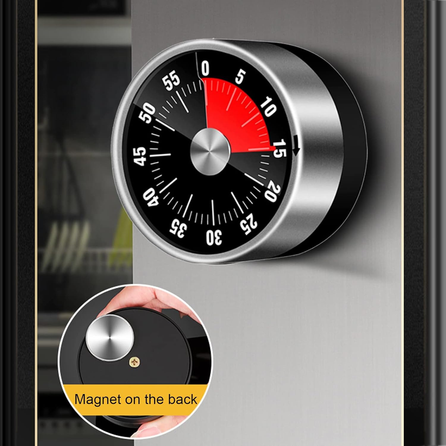 Visual timer kitchen machine timer learning children's kitchen reminder magnetic cooking stopwatch alarm clock - black