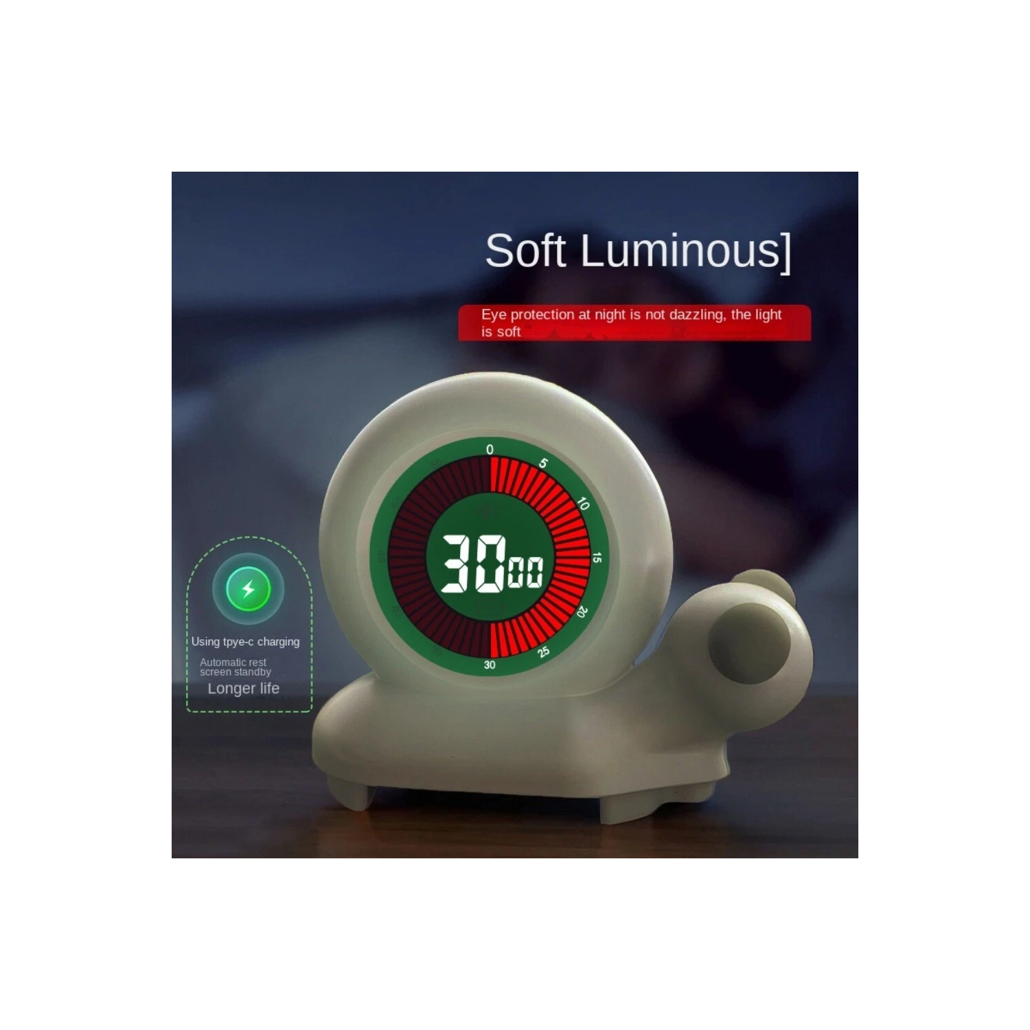 Easy-to-use digital rechargeable visual timer with clear interface for exercise and training for kids and adults