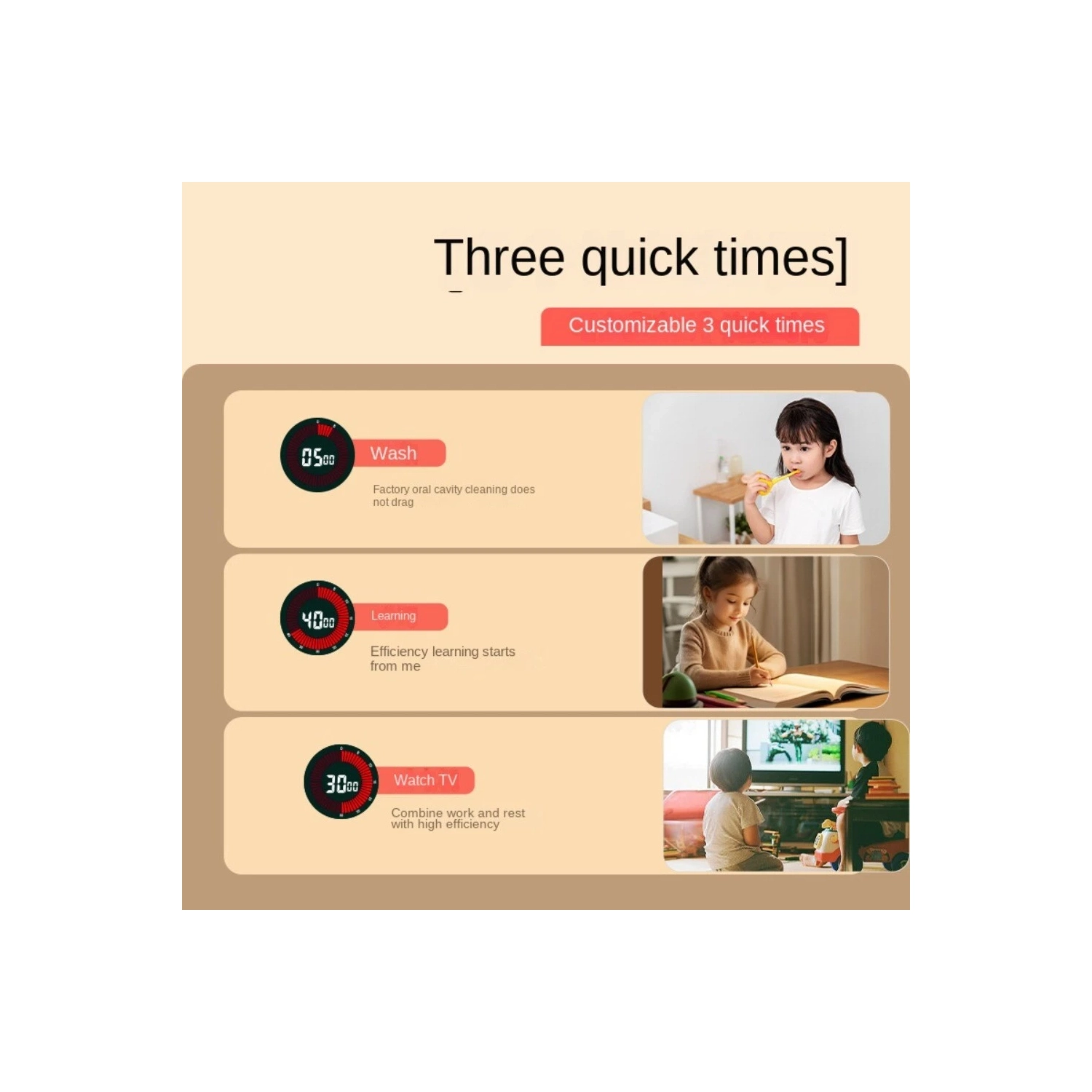 Easy-to-use digital rechargeable visual timer with clear interface for exercise and training for kids and adults