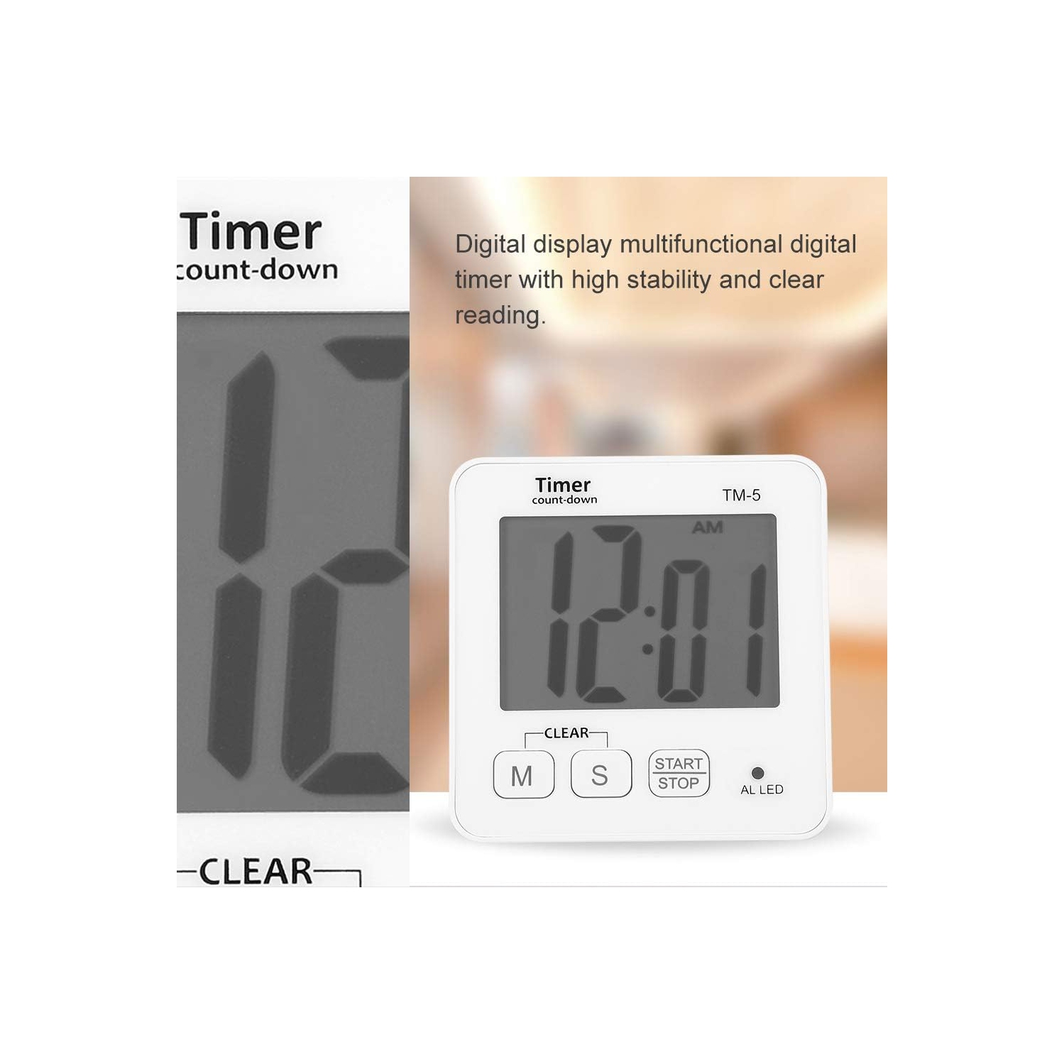 Timer, ABS material, durable, clear reading, high stability. Kitchen timer, convenient and practical digital timer, excellent workmanship
