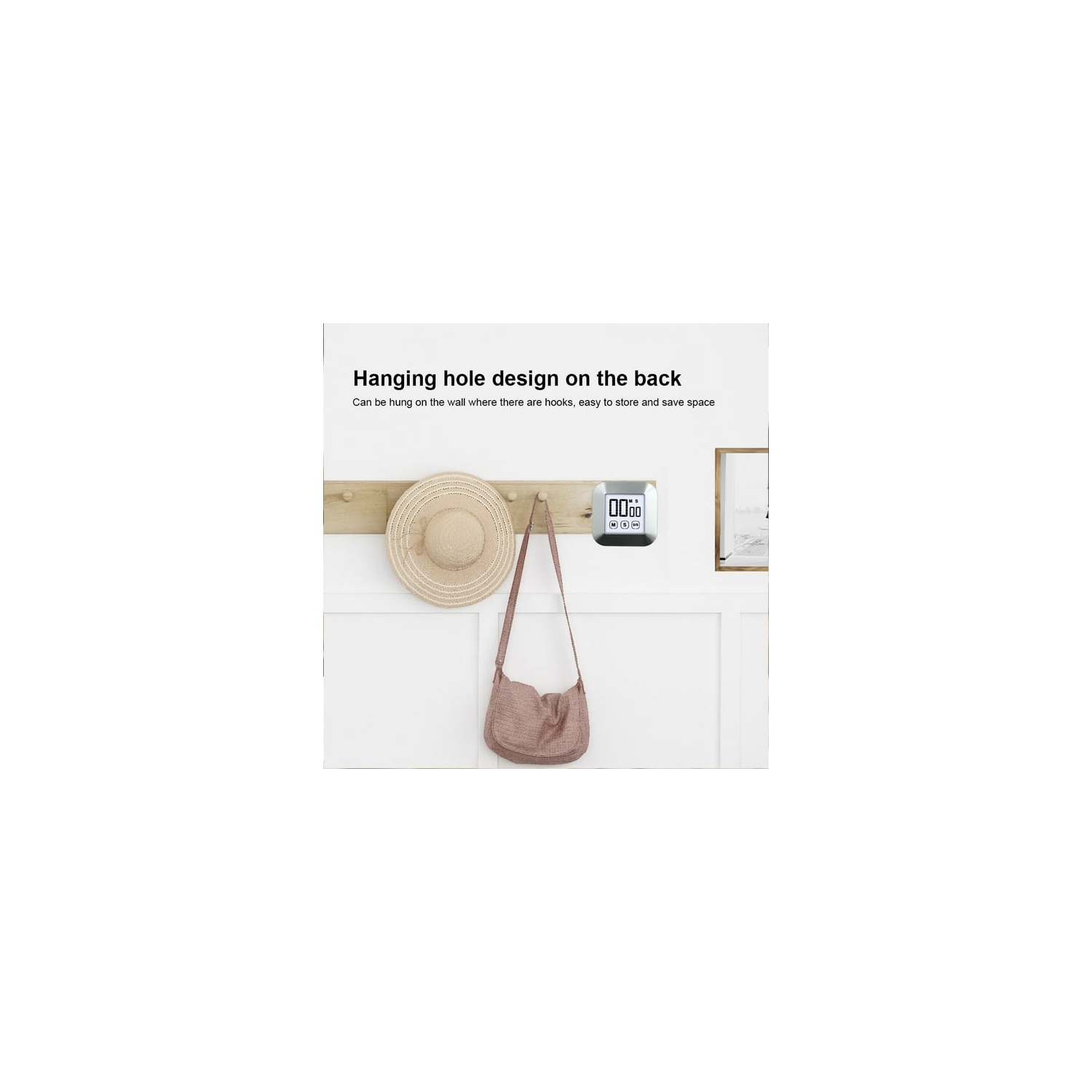 Kitchen LCD – Minuterie numérique d'apprentissage tactile grand écran, réveil, compte à rebours, chronomètre, outils de cuisine - Argenté