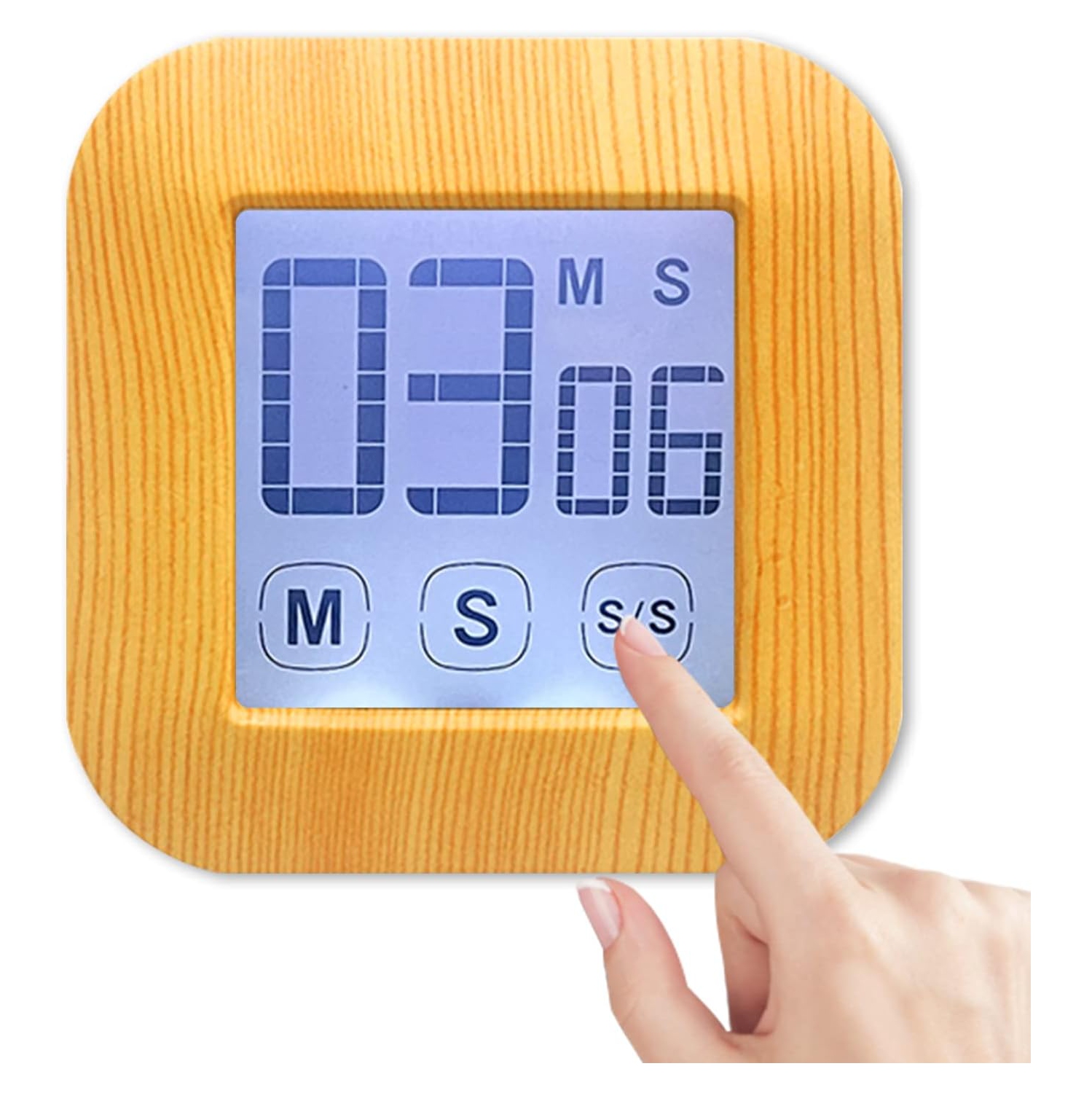 Minuterie numérique d'apprentissage à écran tactile Réveil-matin Chronomètre Outils de cuisine - Grain de bois LCD