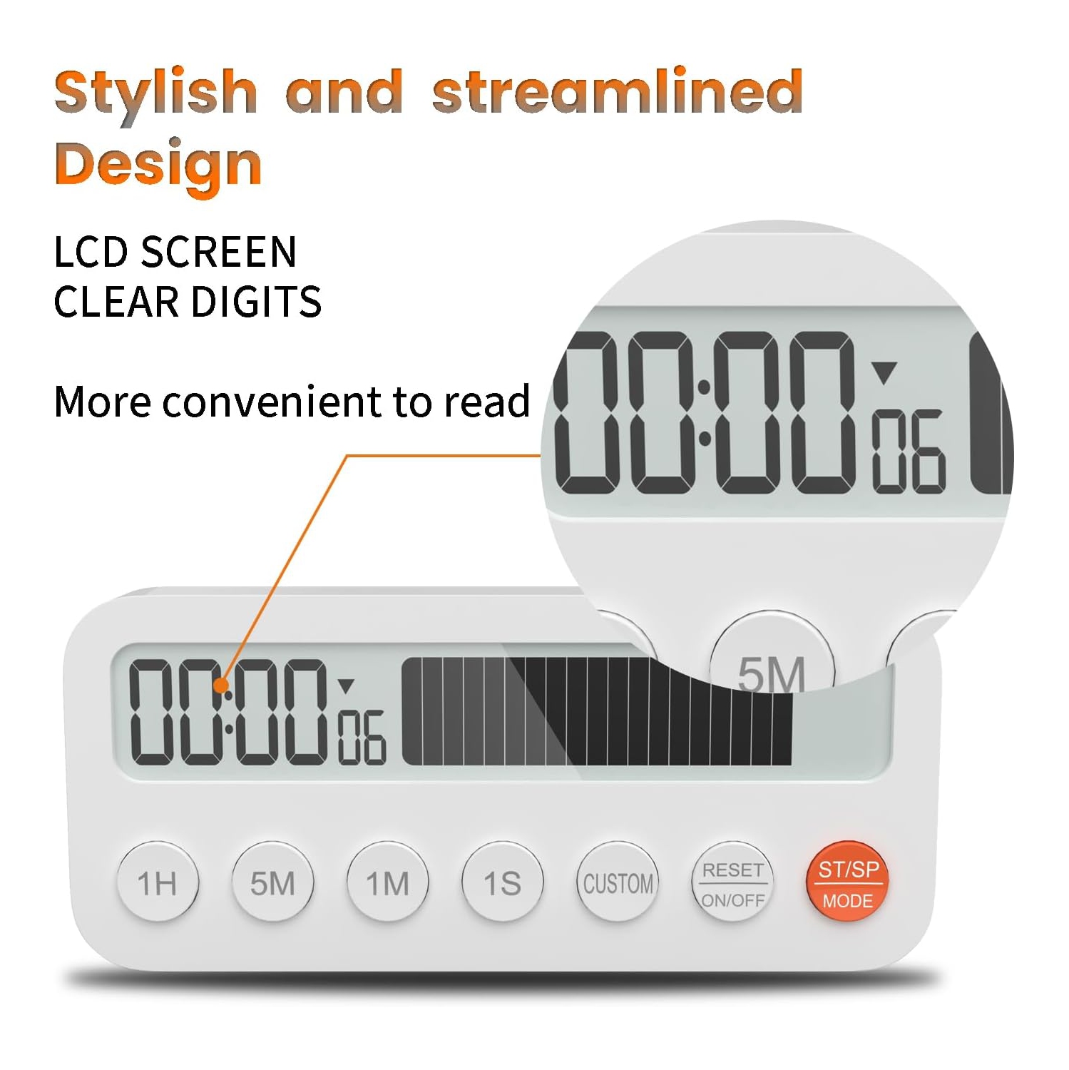 Timer baking time digital timer digital student timer with magnetic stand alarm clock student white plastic magnetic - B