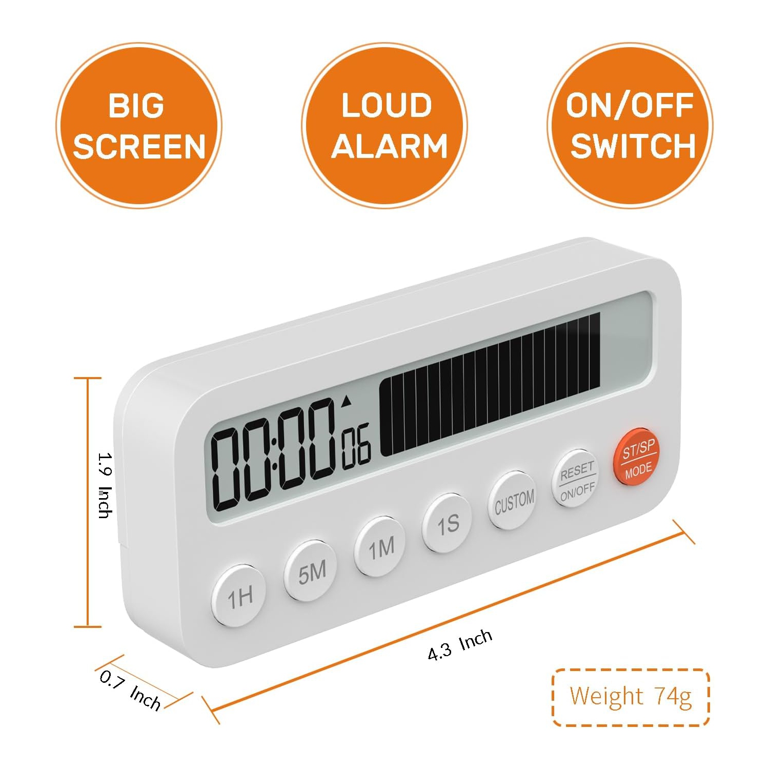Timer baking time digital timer digital student timer with magnetic stand alarm clock student white plastic magnetic - B