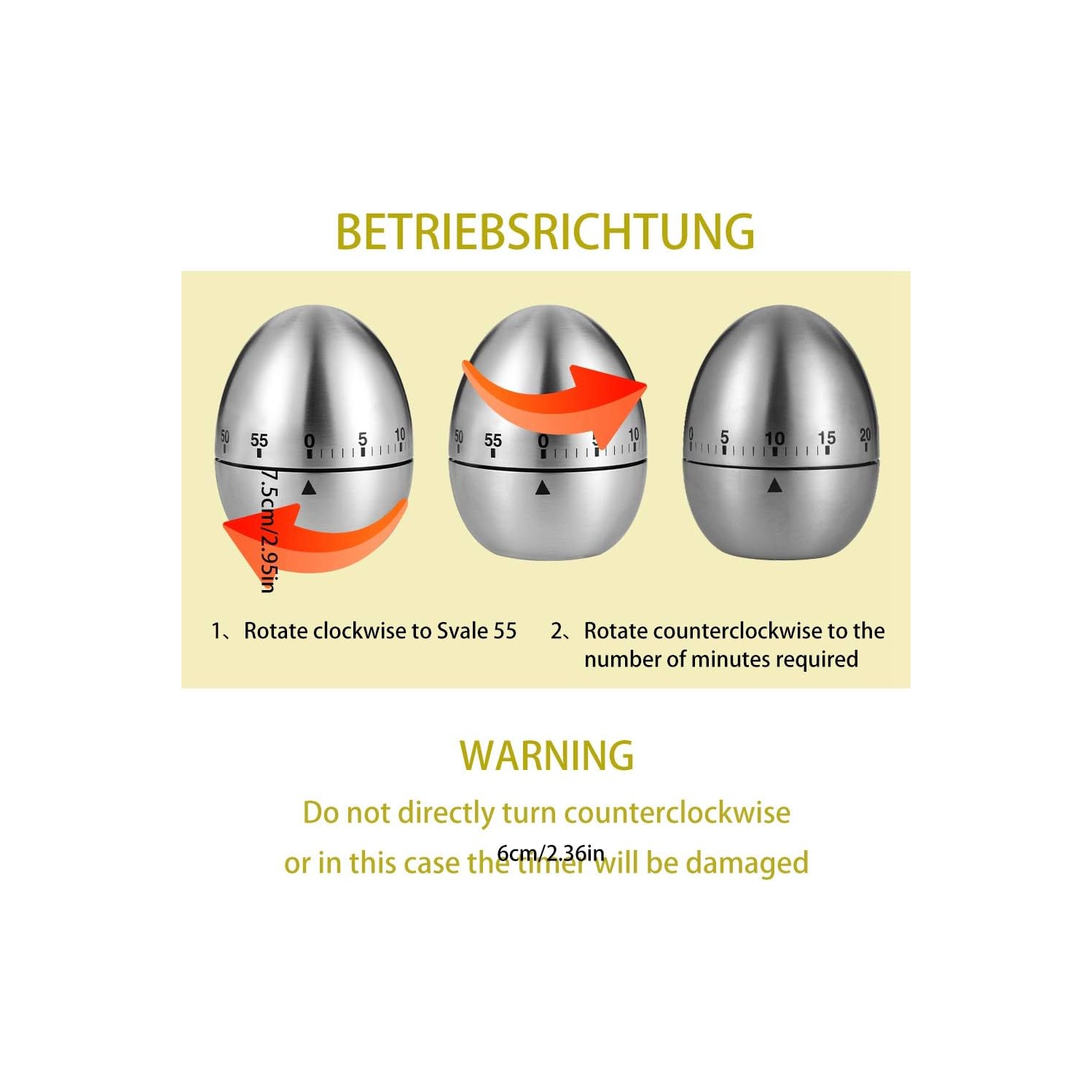 Minuterie de cuisine Cuiseur à œufs Outils de cuisine ustensiles de cuisine Minuterie mécanique de cuisson en acier inoxydable Réveille-matin gadget