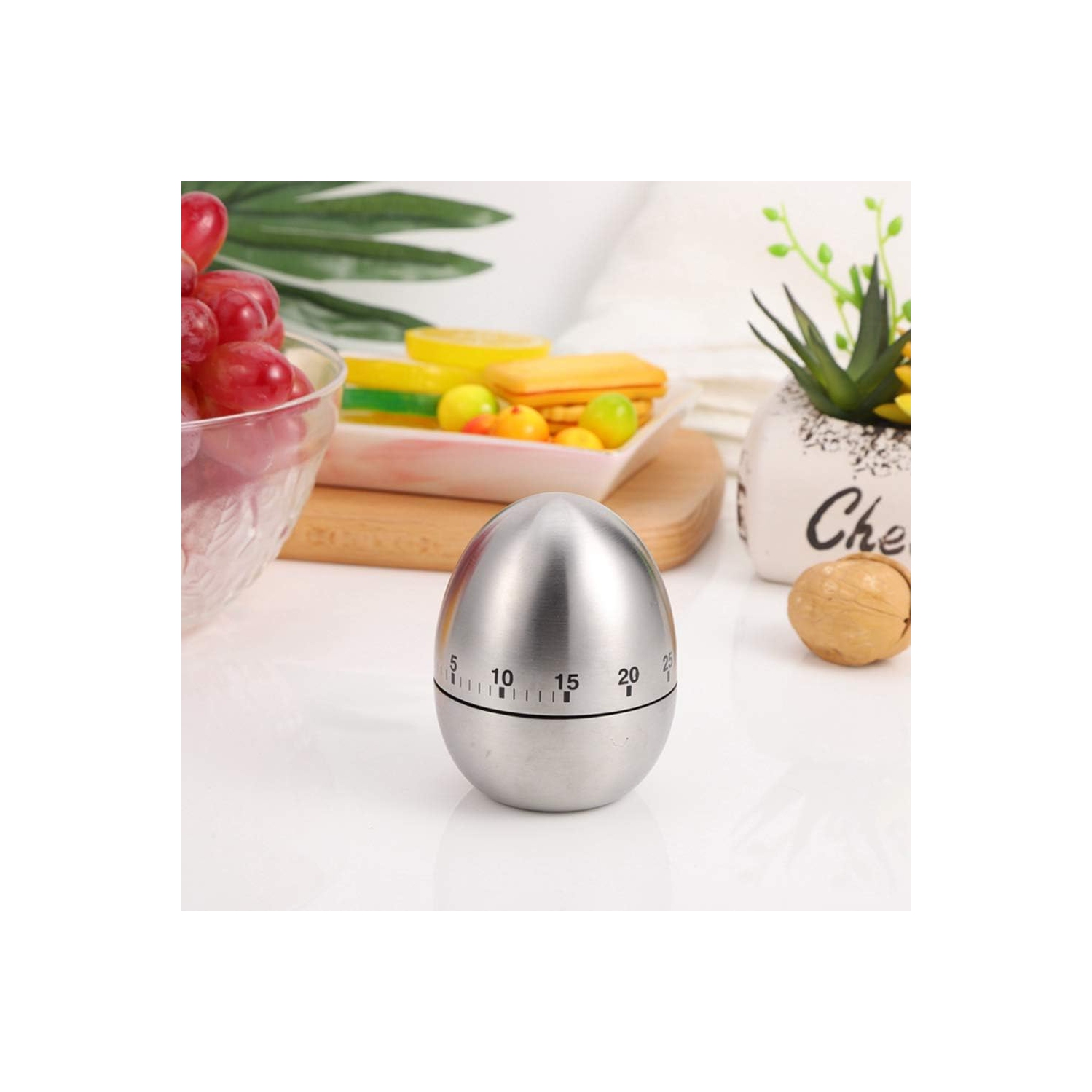 Minuterie de cuisine Cuiseur à œufs Outils de cuisine ustensiles de cuisine Minuterie mécanique de cuisson en acier inoxydable Réveille-matin gadget