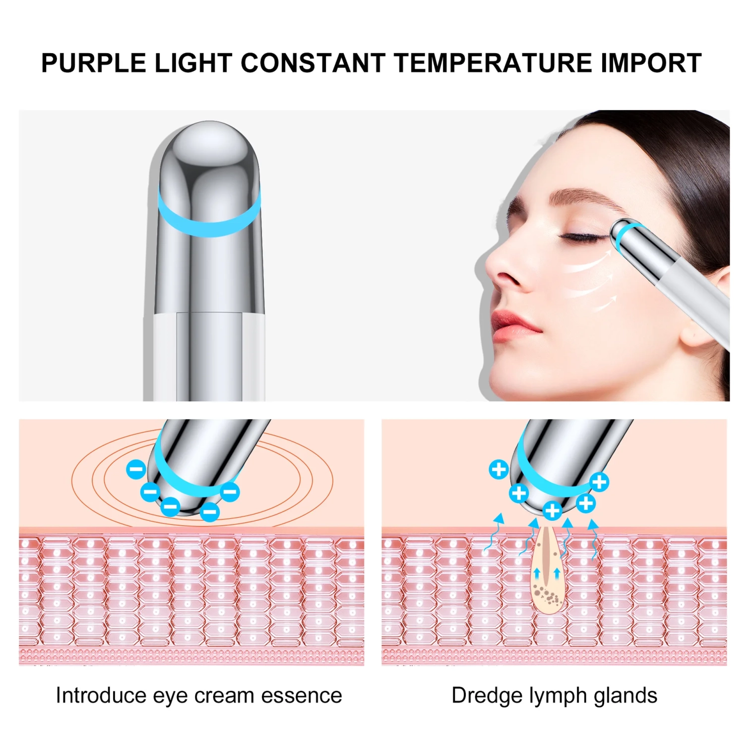 Portable Eye Massager Mini Electric Massage Pen Skin Care Instrument Suitable for Travel and Home Use