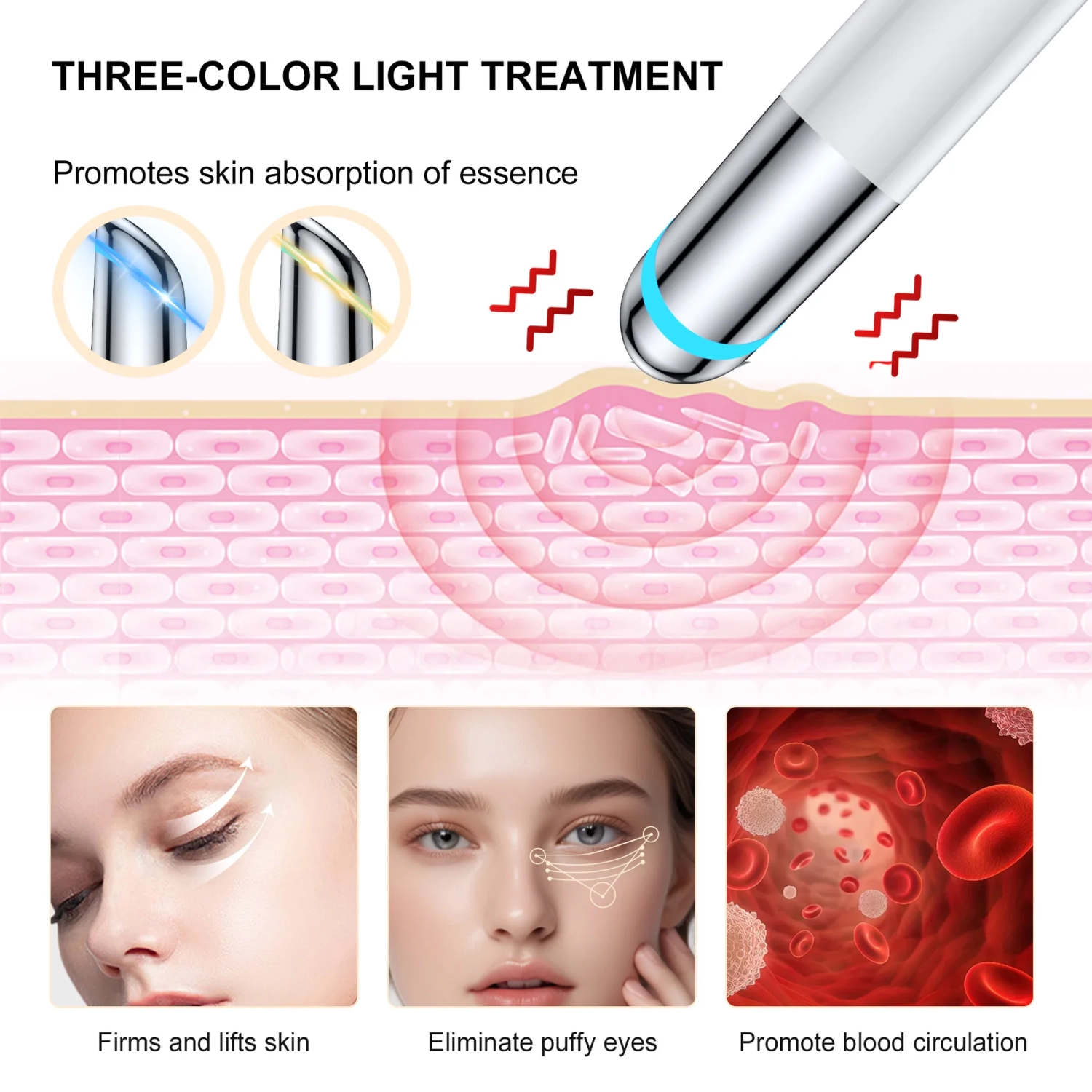 Portable Eye Massager Mini Electric Massage Pen Skin Care Instrument Suitable for Travel and Home Use