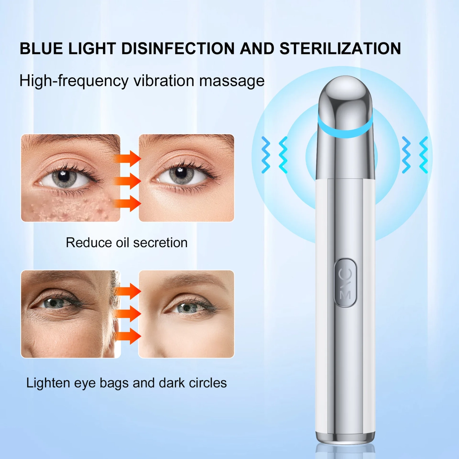 Portable Eye Massager Mini Electric Massage Pen Skin Care Instrument Suitable for Travel and Home Use