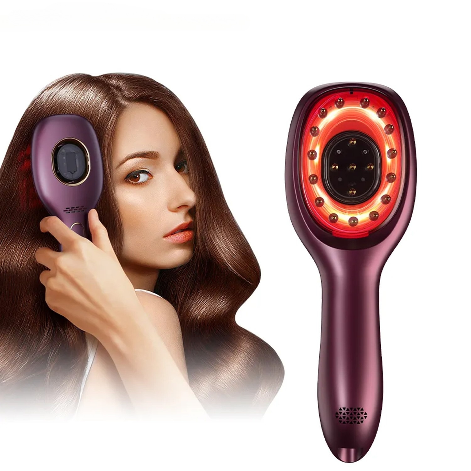 Scalp Vibration Massage Comb, Red and Blue Smooth Hair Care Comb, Portable Hair Oil Introduction Comb