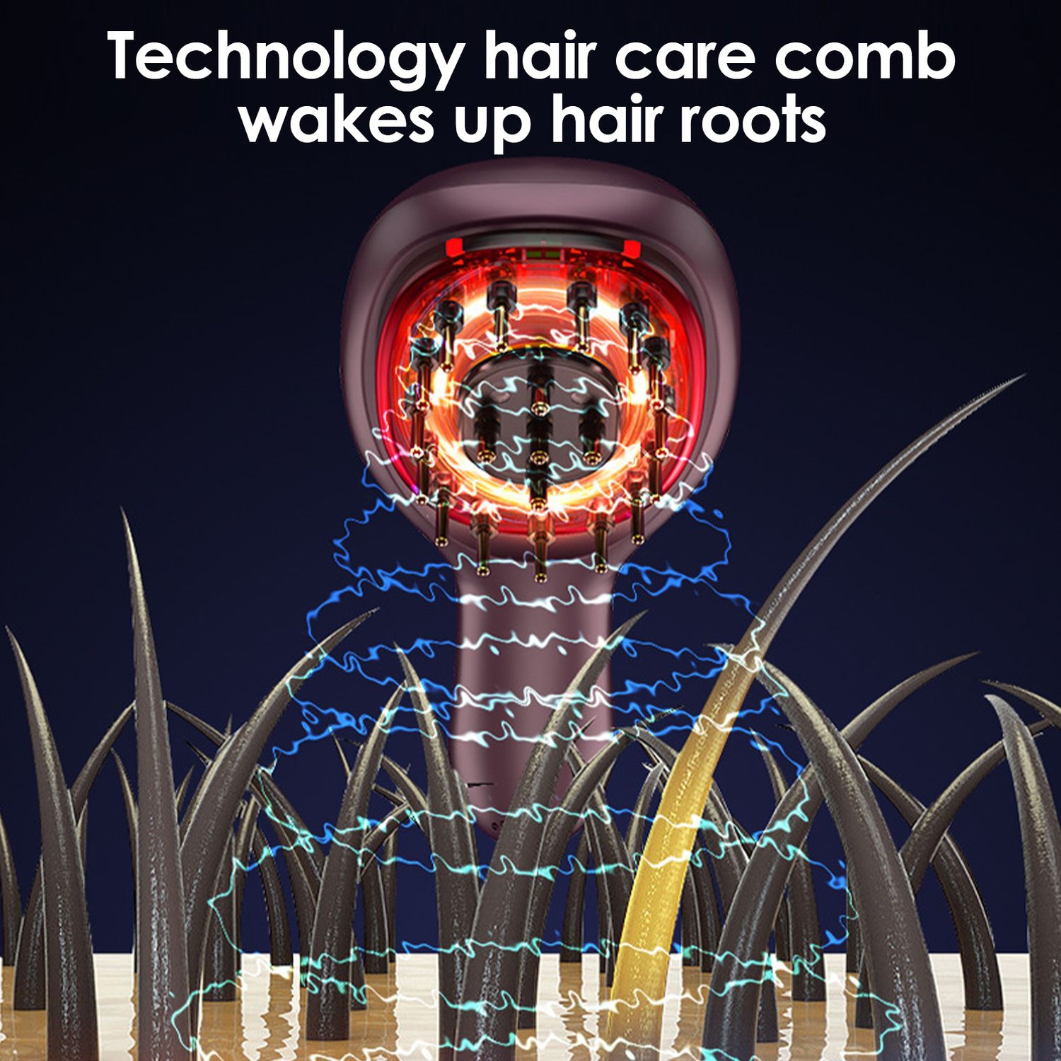 Scalp Vibration Massage Comb, Red and Blue Smooth Hair Care Comb, Portable Hair Oil Introduction Comb