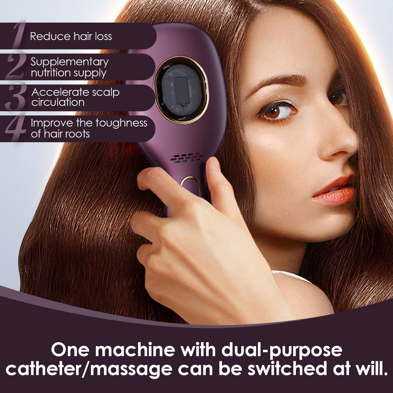 Scalp Vibration Massage Comb, Red and Blue Smooth Hair Care Comb, Portable Hair Oil Introduction Comb