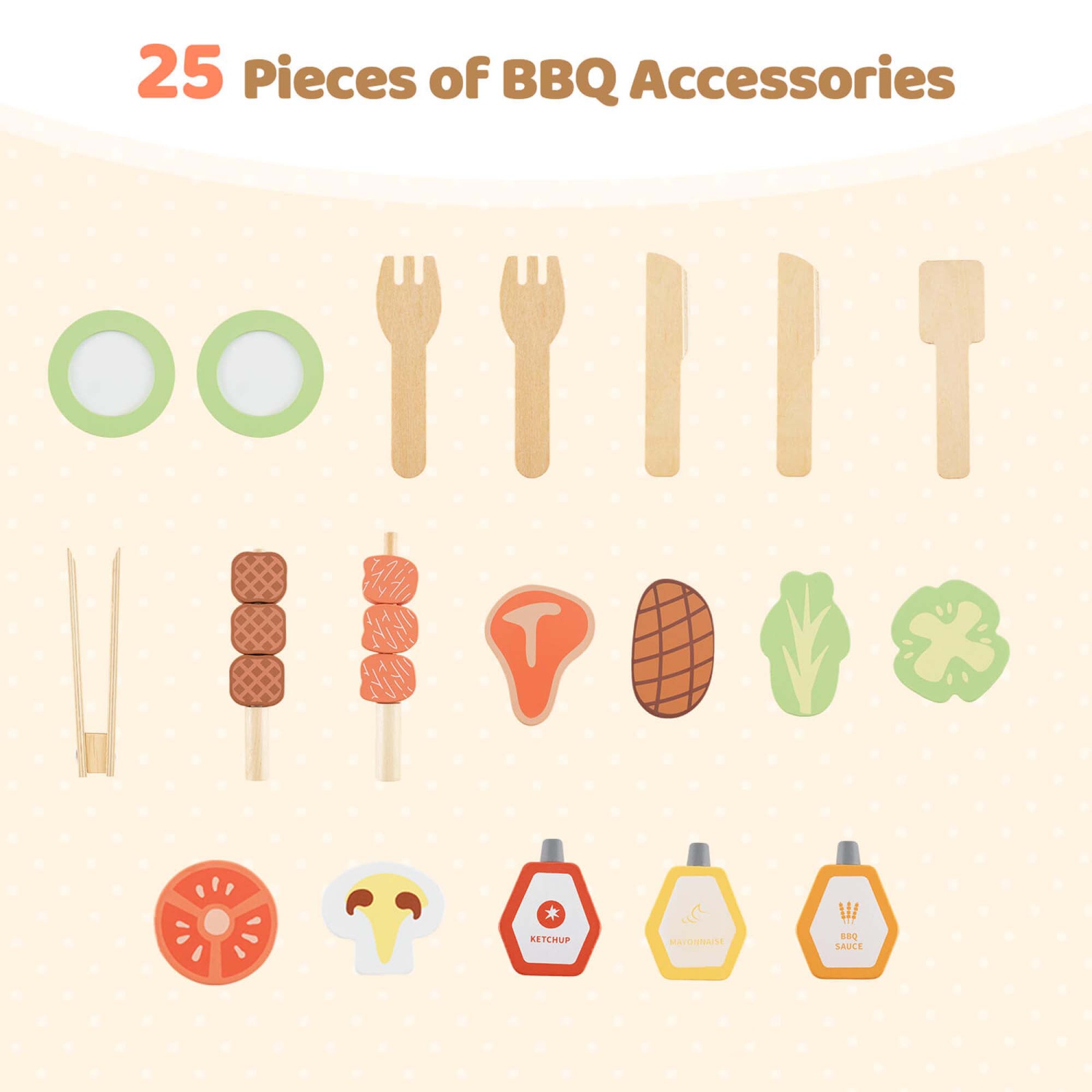 Ensemble de jeu de barbecue en bois de Costway avec accessoires et outils de barbecue