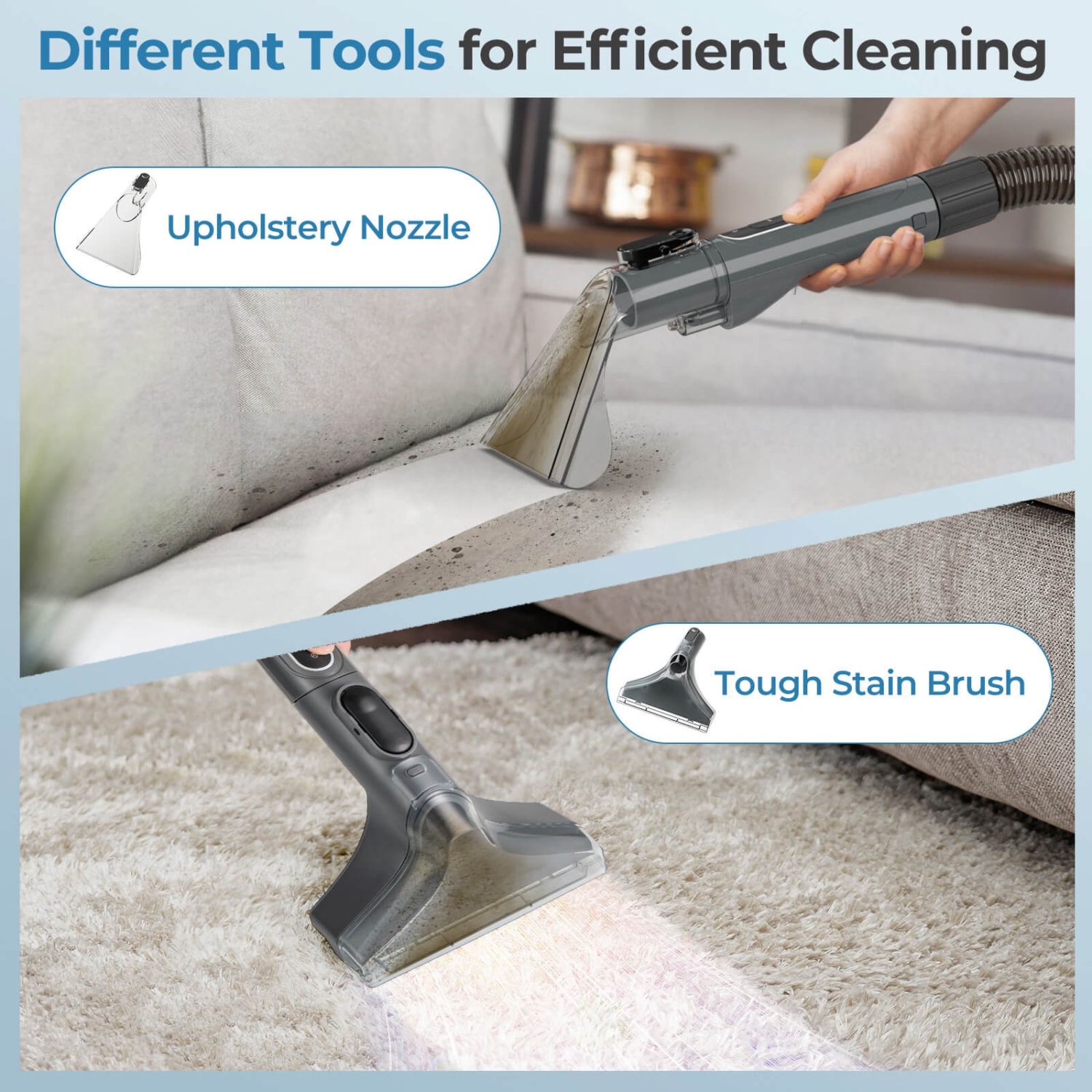 Nettoyeur de tapis de Costway avec vaporisateur d'eau 15Kpa Puissant réservoir d'eau double à aspiration