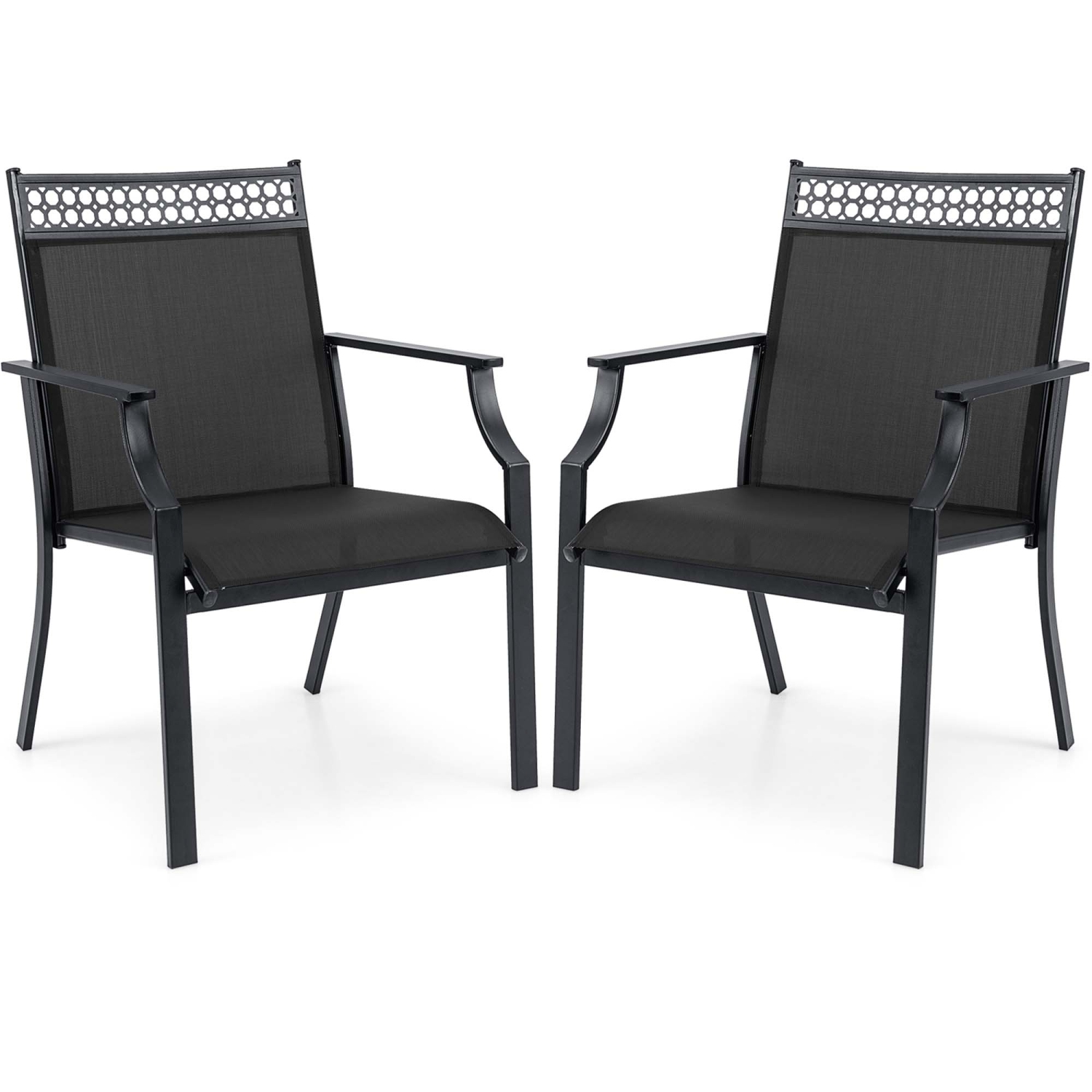 Costway Patio Chairs Set of 2 with All Weather Breathable Fabric High Backrest