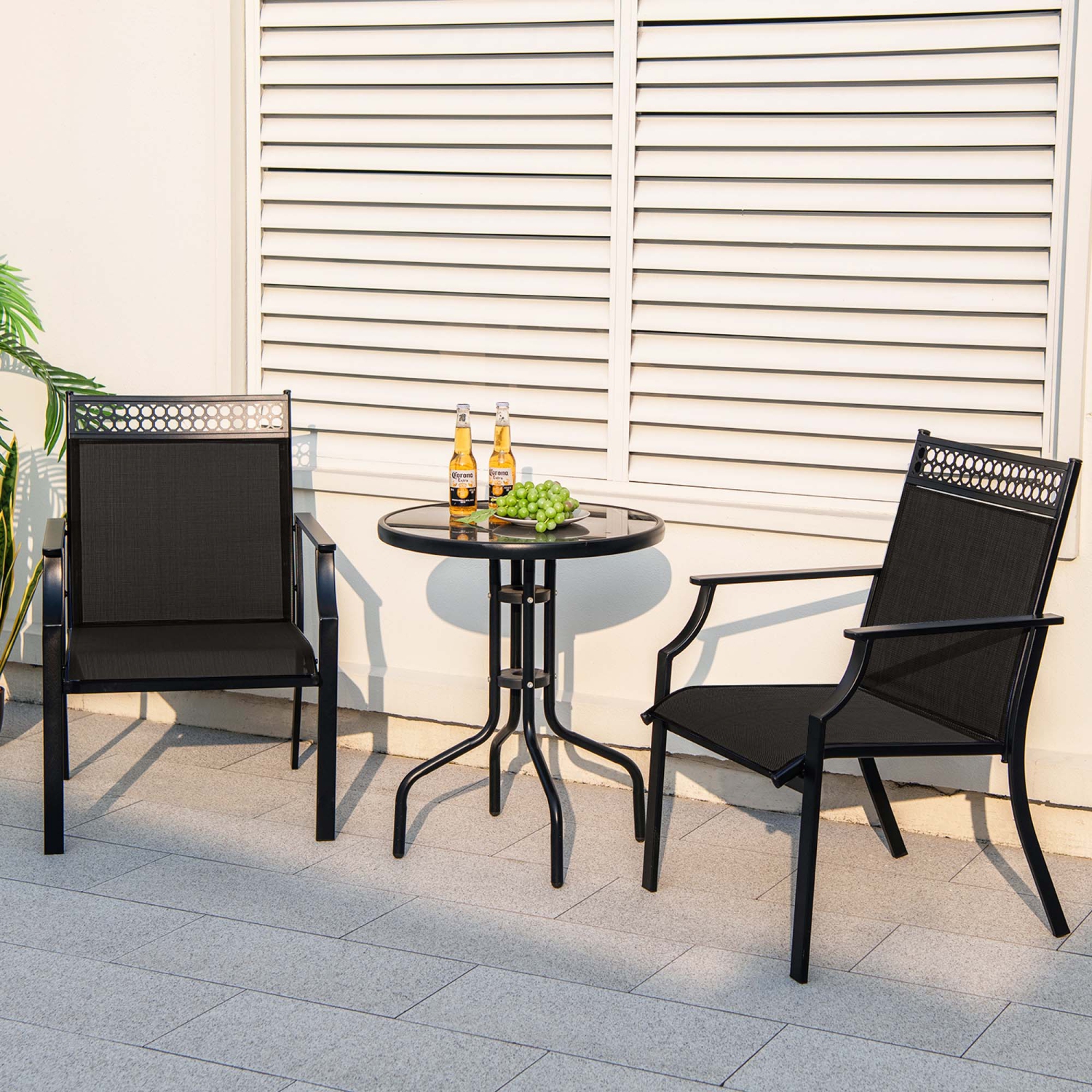 Costway Patio Chairs Set of 2 with All Weather Breathable Fabric High Backrest