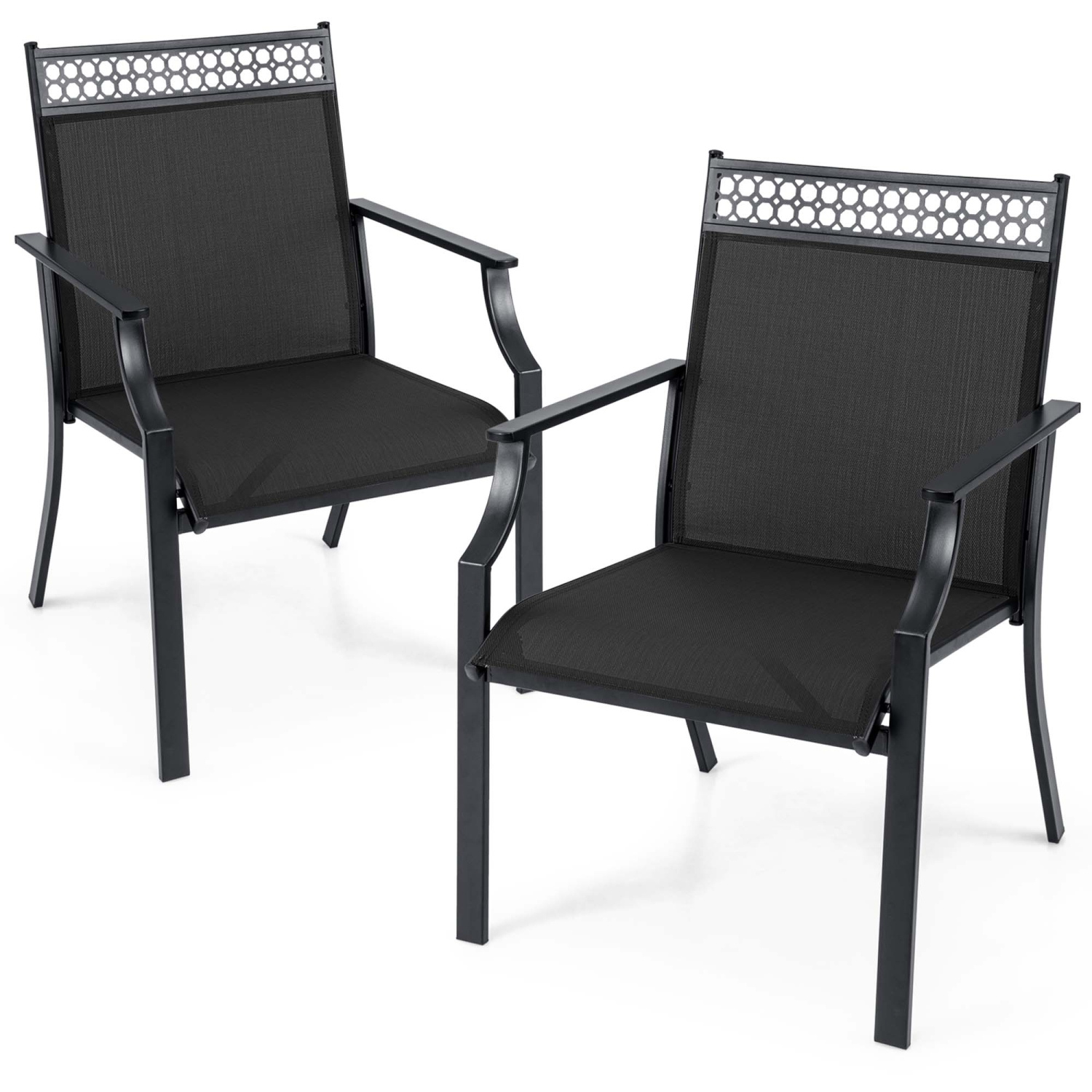 Costway Patio Chairs Set of 2 with All Weather Breathable Fabric High Backrest