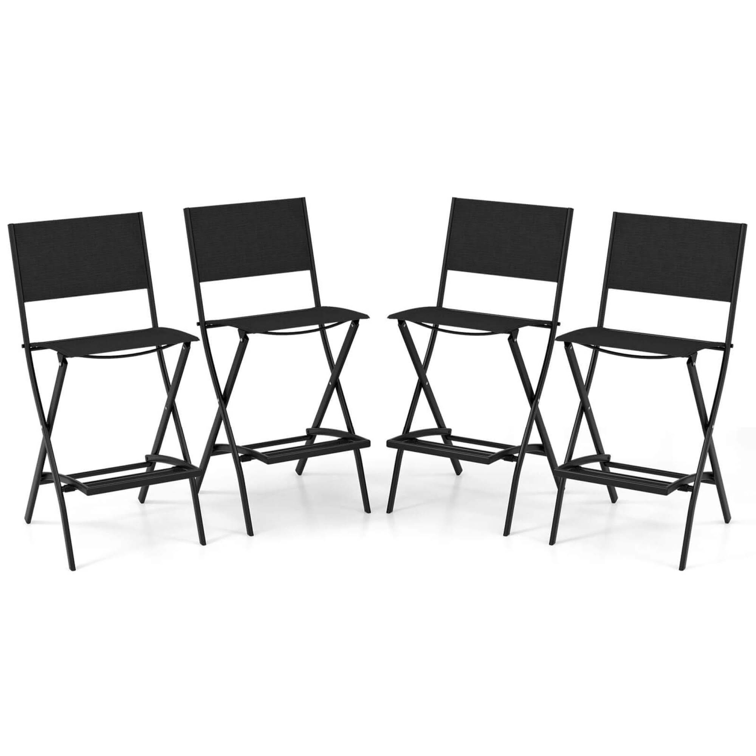 Costway Set of 4 Outdoor Bar Chair Folding Bar Height Stool with Metal Frame