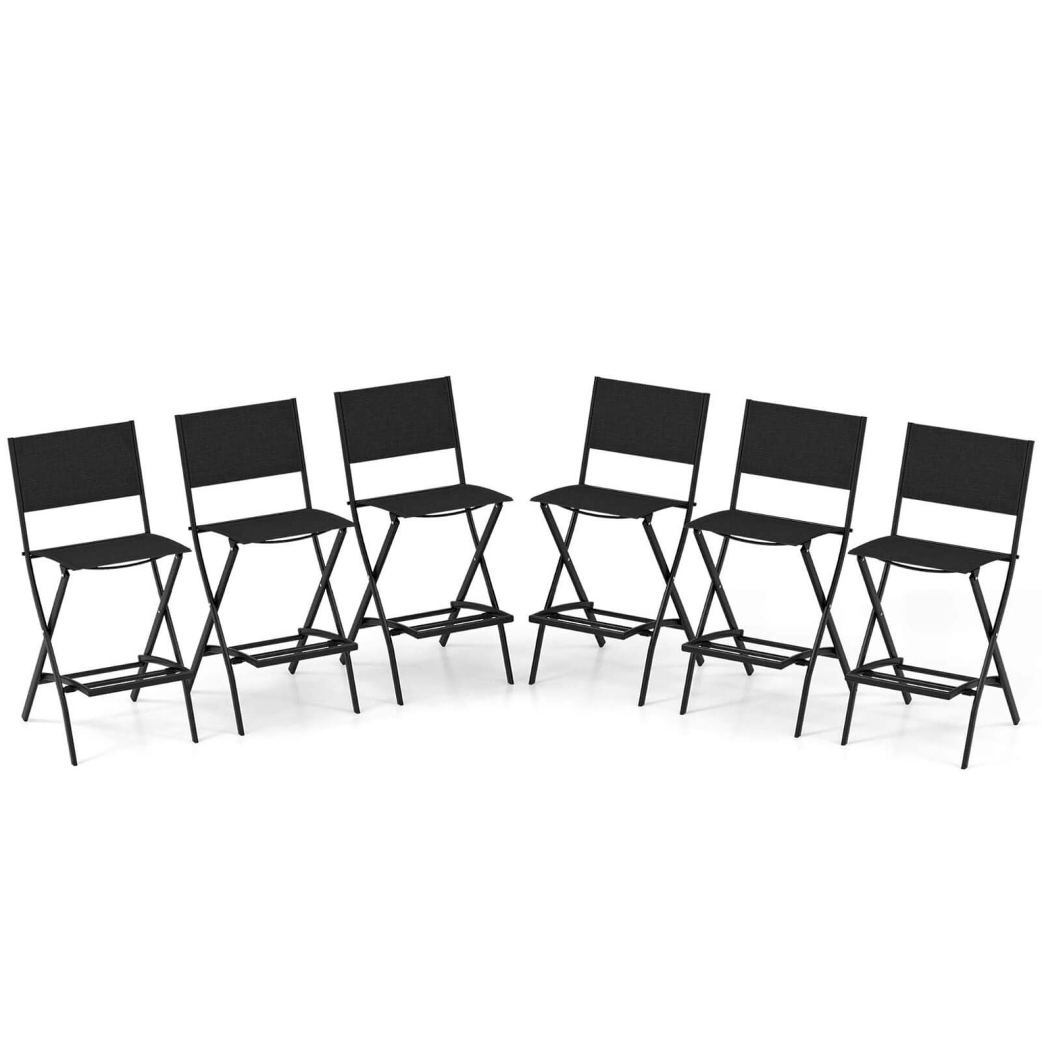 Costway Set of 6 Outdoor Bar Chair Folding Bar Height Stool with Metal Frame