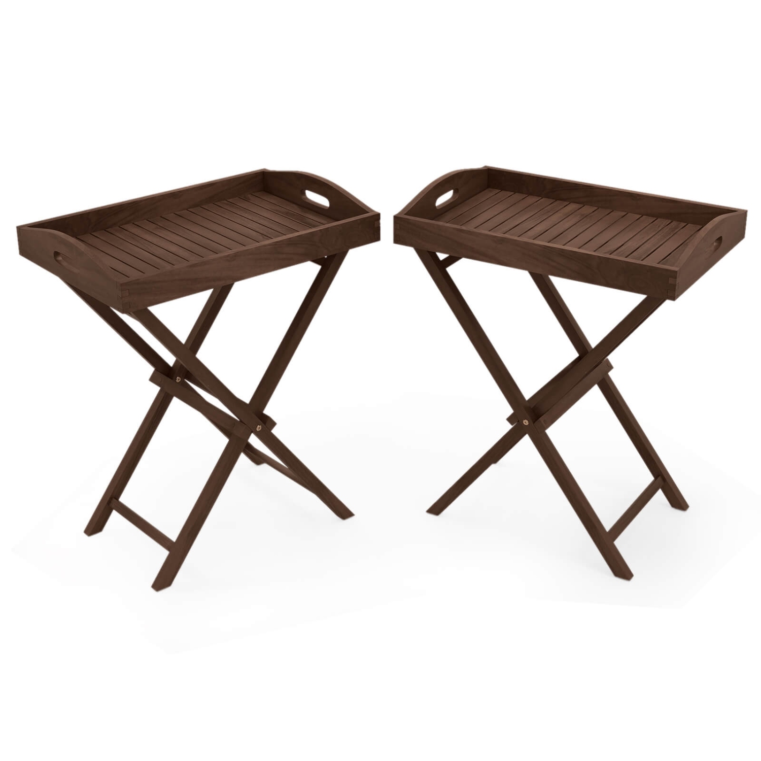 Table-plateau en teck massif 1/2 de Costway avec table pliante de 28&nbsp;po de haut et plateau amovible