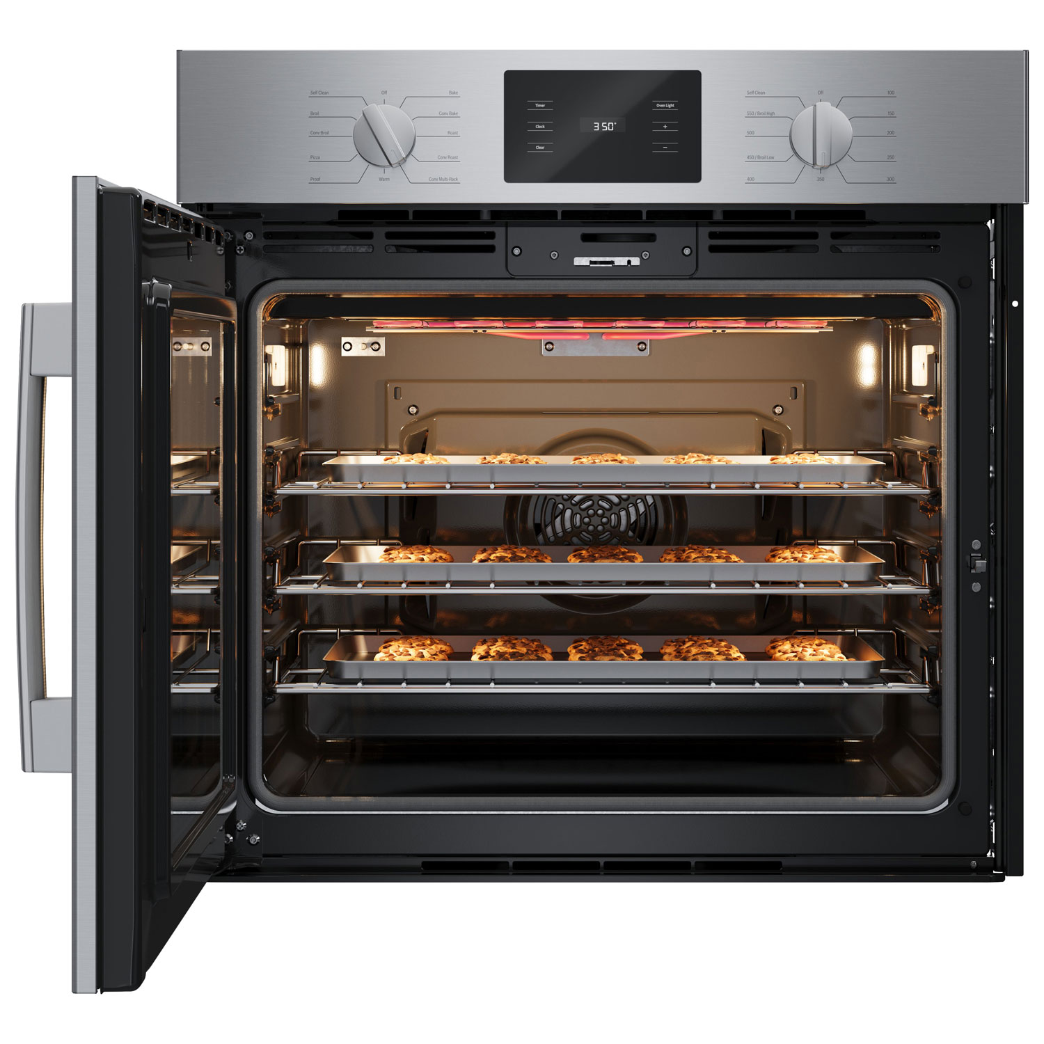 Four mural combiné électrique à convection véritable 4,6 pi³ 30 po de Bosch - Inox