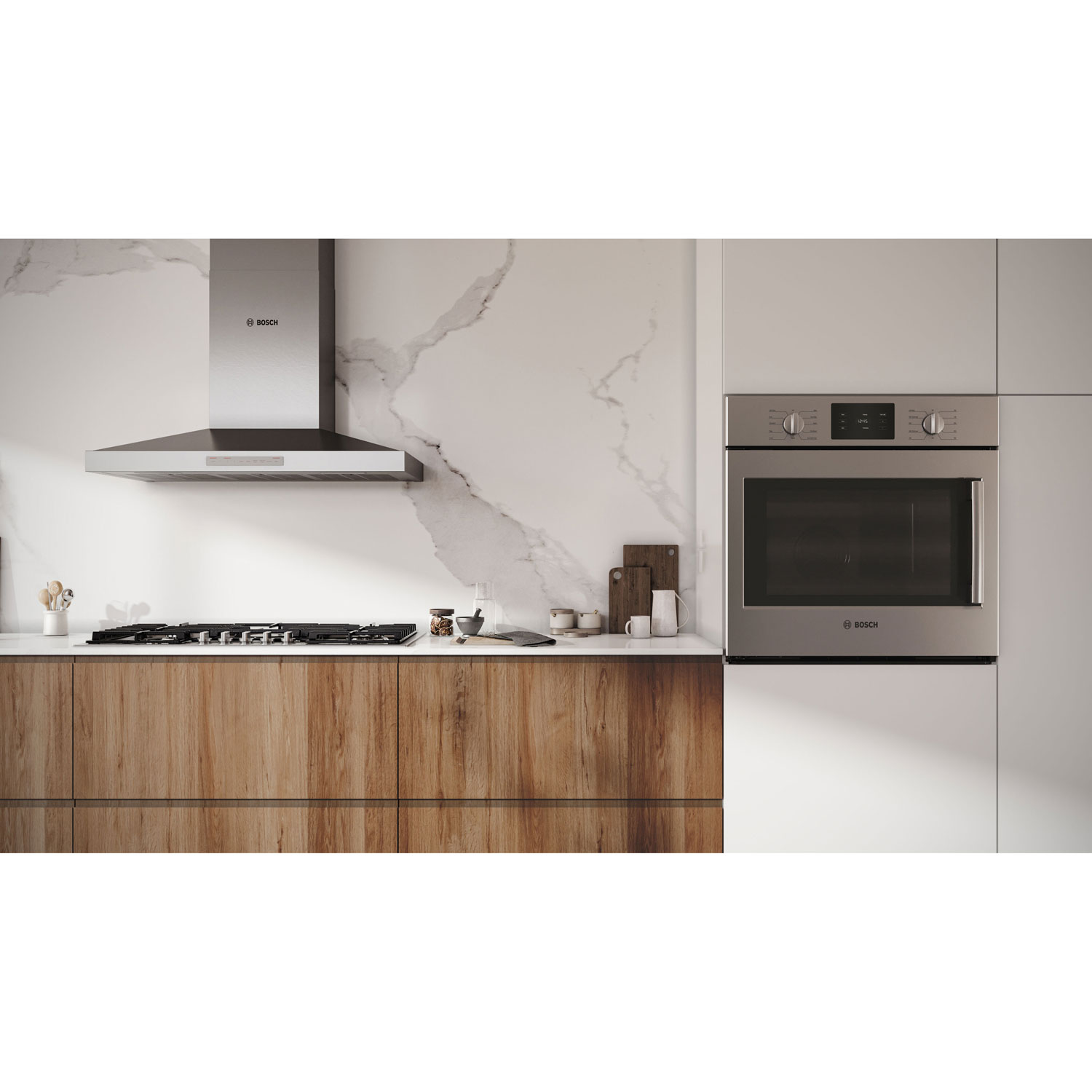 Four mural combiné électrique à convection véritable 4,6 pi³ 30 po de Bosch - Inox