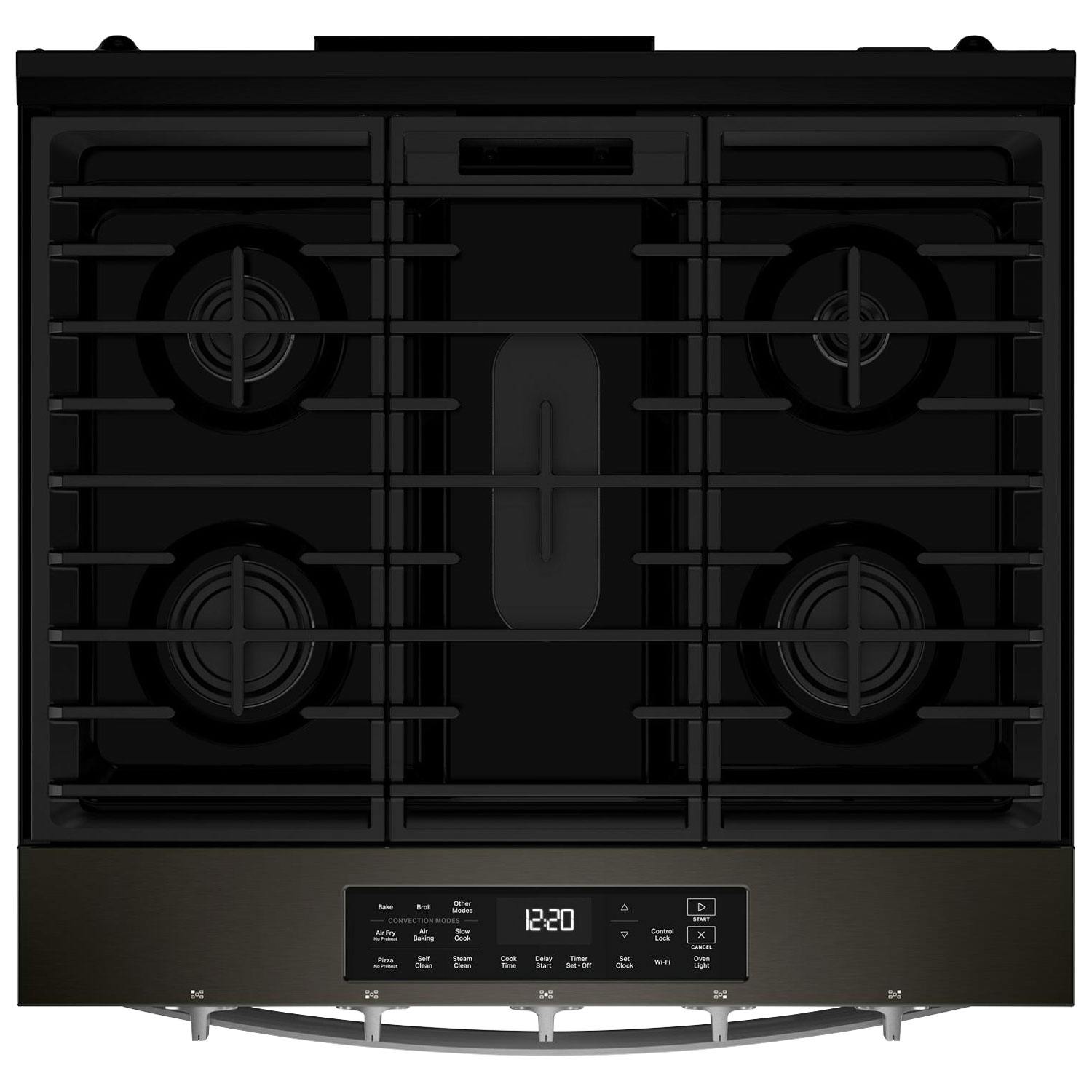 Cuisinière à gaz encastrable à 5 brûleurs avec convection à ventilateur 5 pi³ 30 po de Whirlpool - Noir sur inox