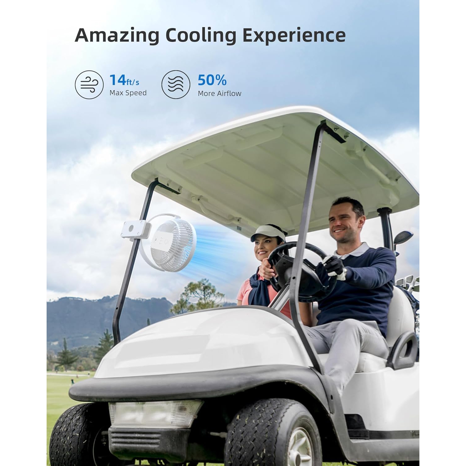 Koonie 10000mAh Rechargeable Portable Fan - 8-Inch Battery Operated Clip-On Fan, USB Charging, 4 Speeds, Strong Airflow, Sturdy Clamp for Office