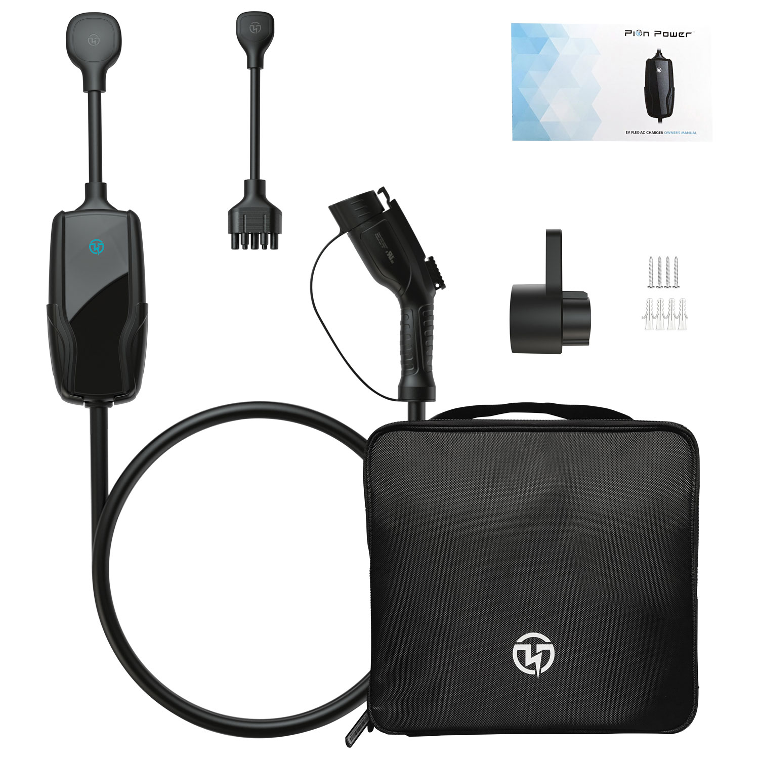 Chargeur de véhicule électrique intelligent portatif de niveau 2 de 32 A Flex-AC Elite de Pion Power - Noir