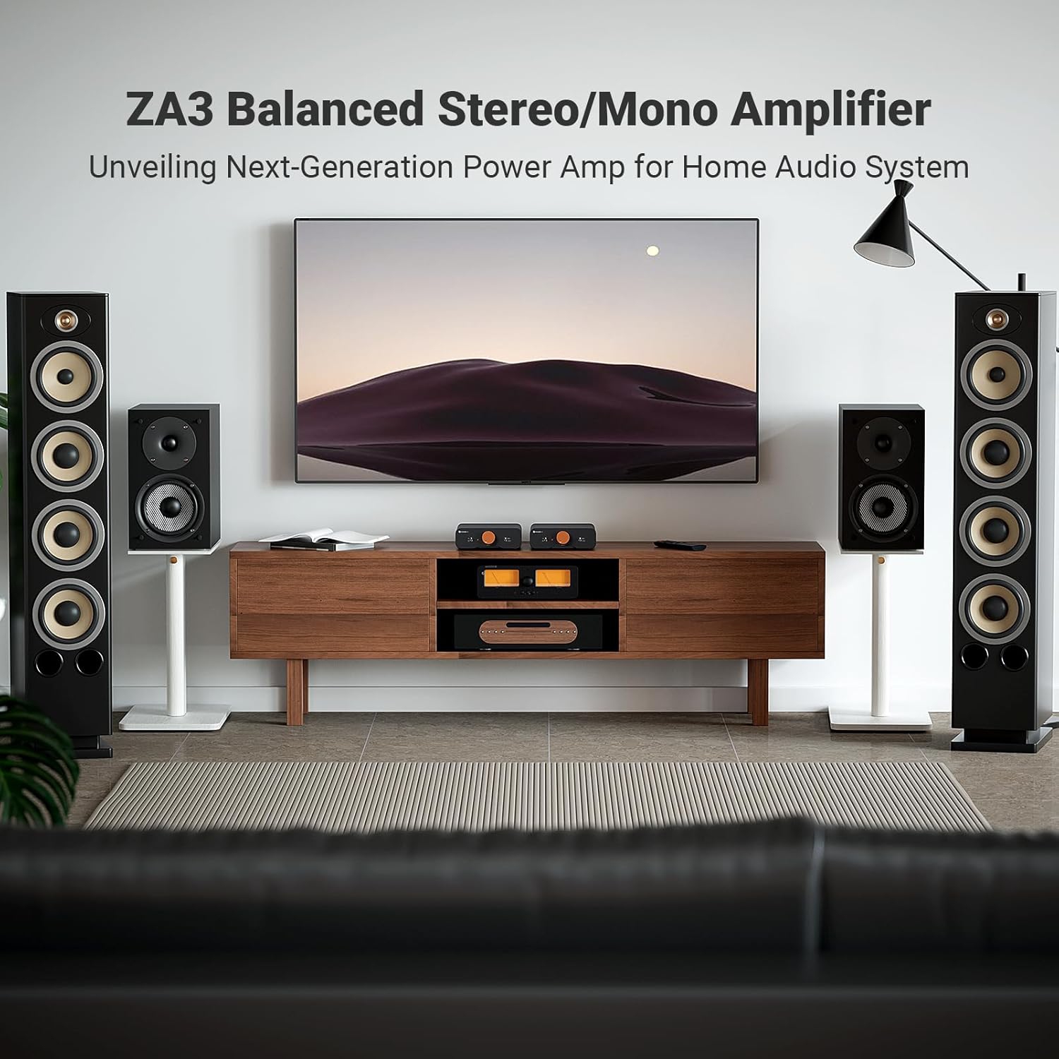 Fosi Audio ZA3 Balanced Stereo or Mono Amplifier Home Mini Desktop Audio w/ TPA3255 Chip & Subwoofer Preamp Out & 48V Power Supply