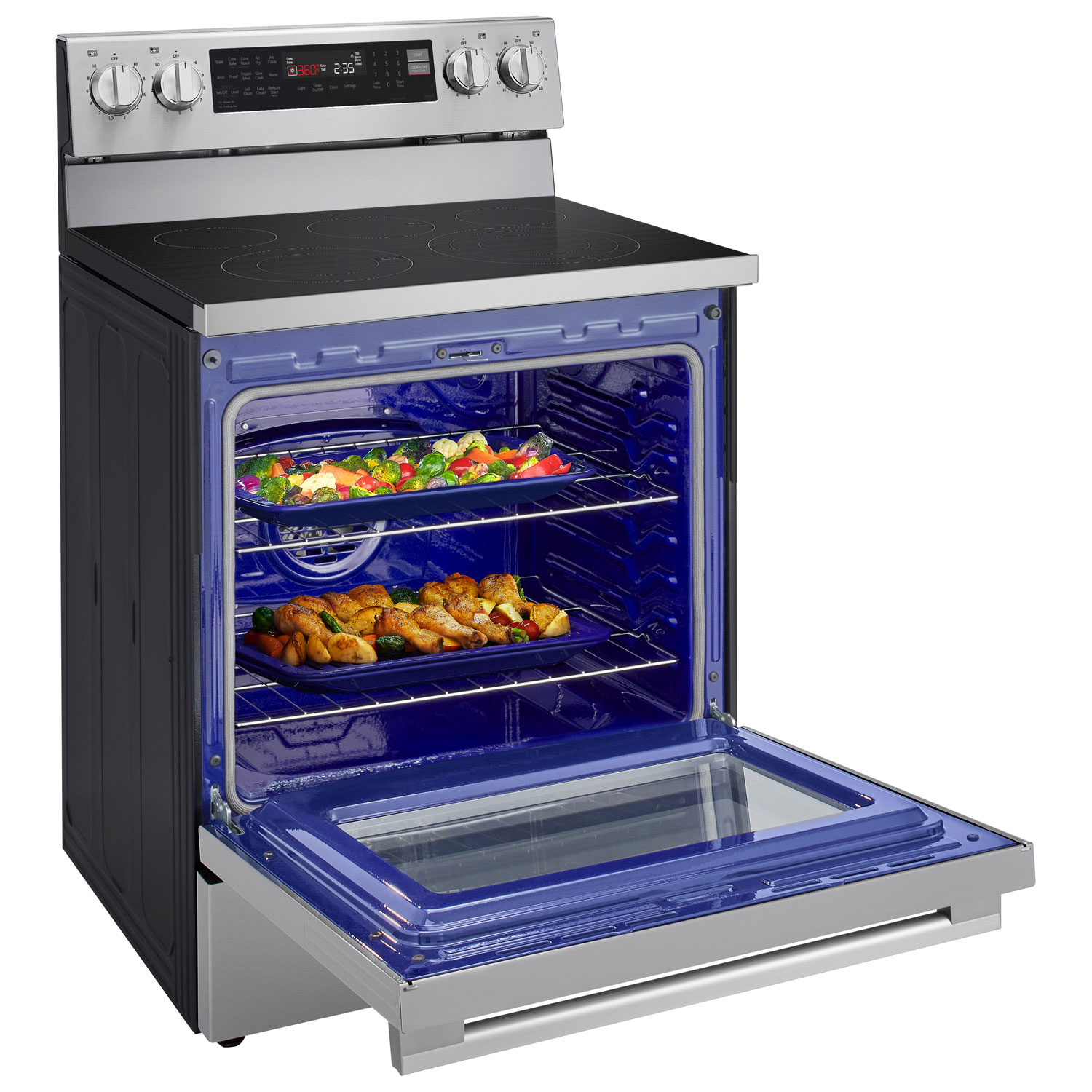 LG 30" 6.3 Cu. Ft. True Convection 5-Element Freestanding Electric Air Fry Range - Stainless Steel