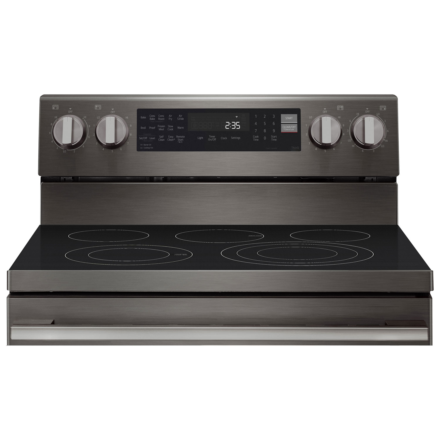 Cuisinière électrique autonome à 5 éléments avec convection véritable et friture à air chaud 6,3 pi³ 30 po de LG - Inox noir