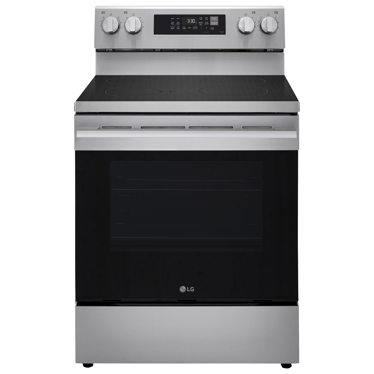 Cuisinière électrique autonome à 5 éléments avec convection véritable et friture à air 6,3 pi³ 30 po de LG - Inox