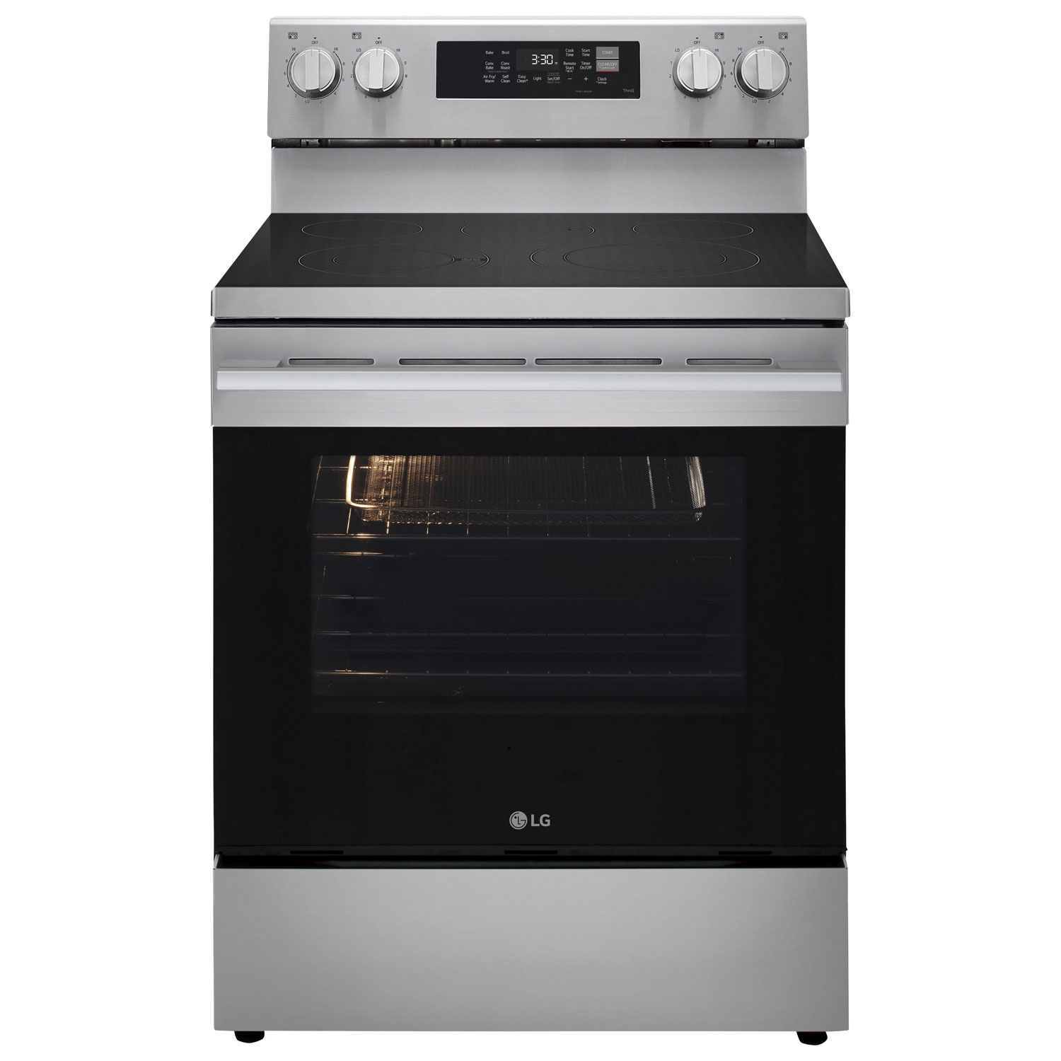 Cuisinière électrique autonome à 5 éléments avec convection véritable et friture à air 6,3 pi³ 30 po de LG - Inox