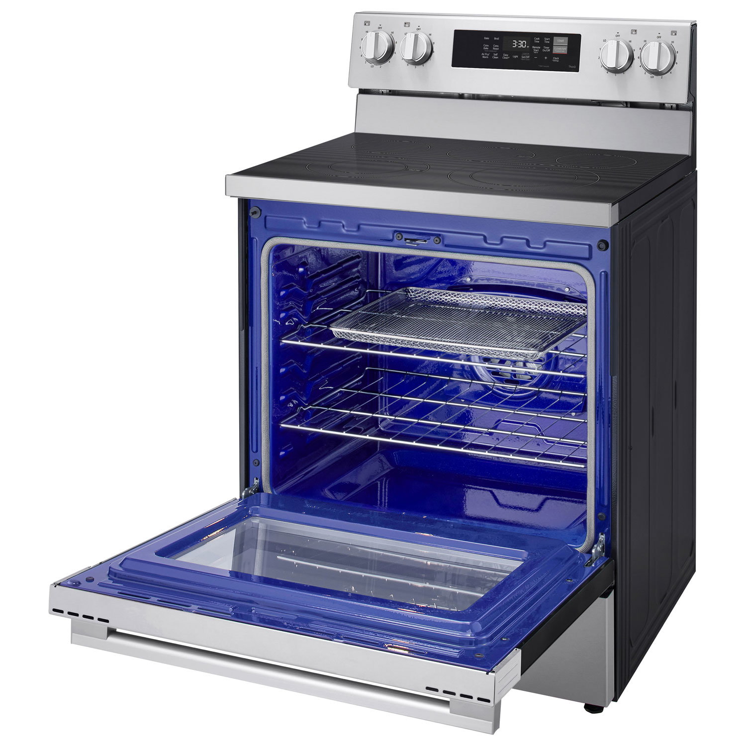 Cuisinière électrique autonome à 5 éléments avec convection véritable et friture à air 6,3 pi³ 30 po de LG - Inox