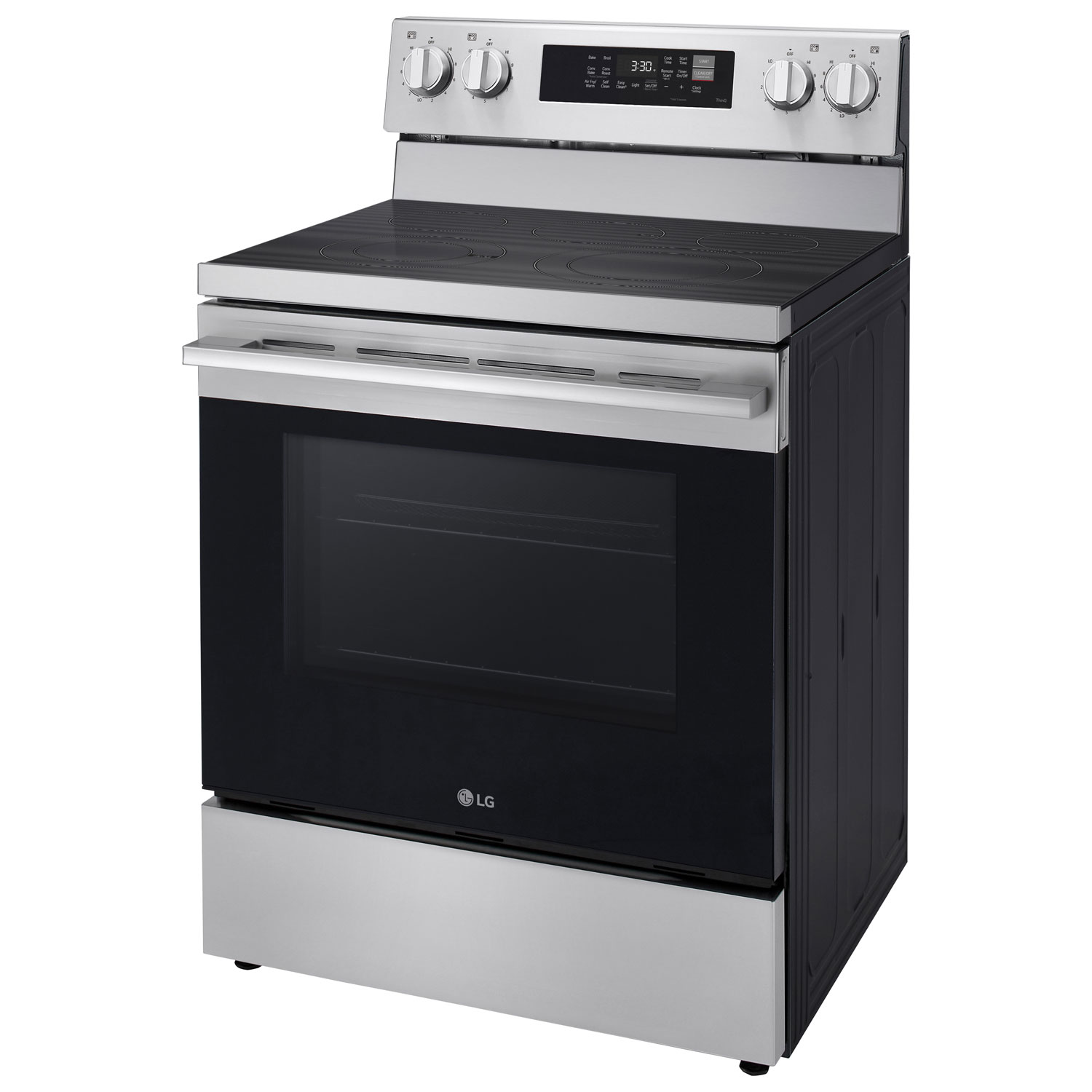 Cuisinière électrique autonome à 5 éléments avec convection véritable et friture à air 6,3 pi³ 30 po de LG - Inox