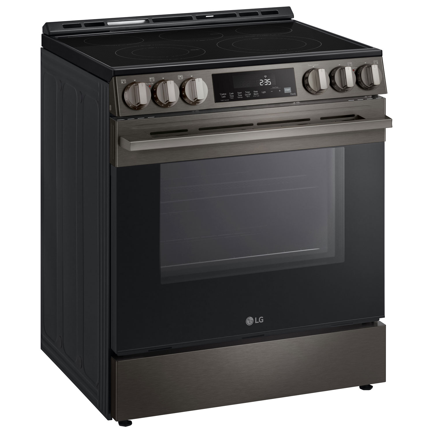 LG 30" 6.3 Cu. Ft. Fan Convection 5-Element Slide-In Electric Air Fry Range - Black Stainless Steel