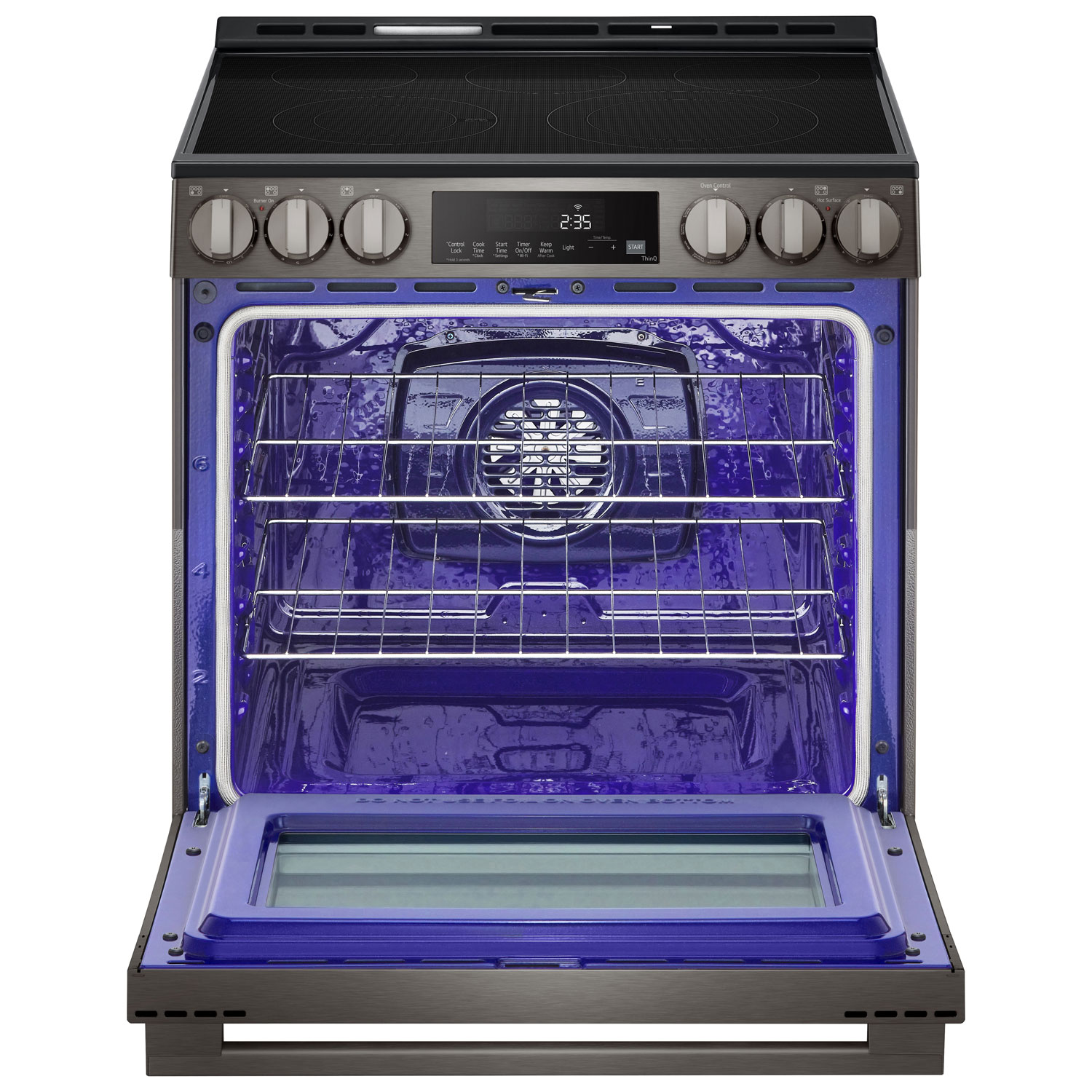 LG 30" 6.3 Cu. Ft. Fan Convection 5-Element Slide-In Electric Air Fry Range - Black Stainless Steel