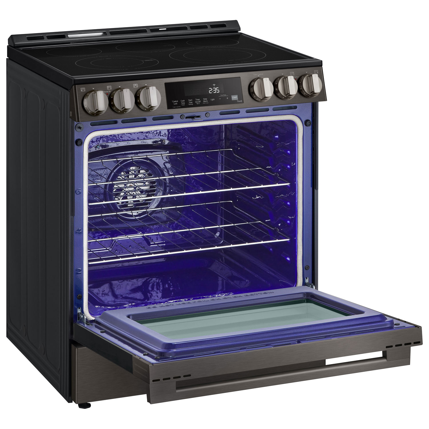 LG 30" 6.3 Cu. Ft. Fan Convection 5-Element Slide-In Electric Air Fry Range - Black Stainless Steel