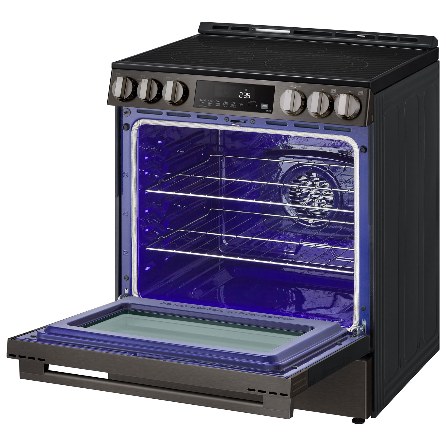 LG 30" 6.3 Cu. Ft. Fan Convection 5-Element Slide-In Electric Air Fry Range - Black Stainless Steel