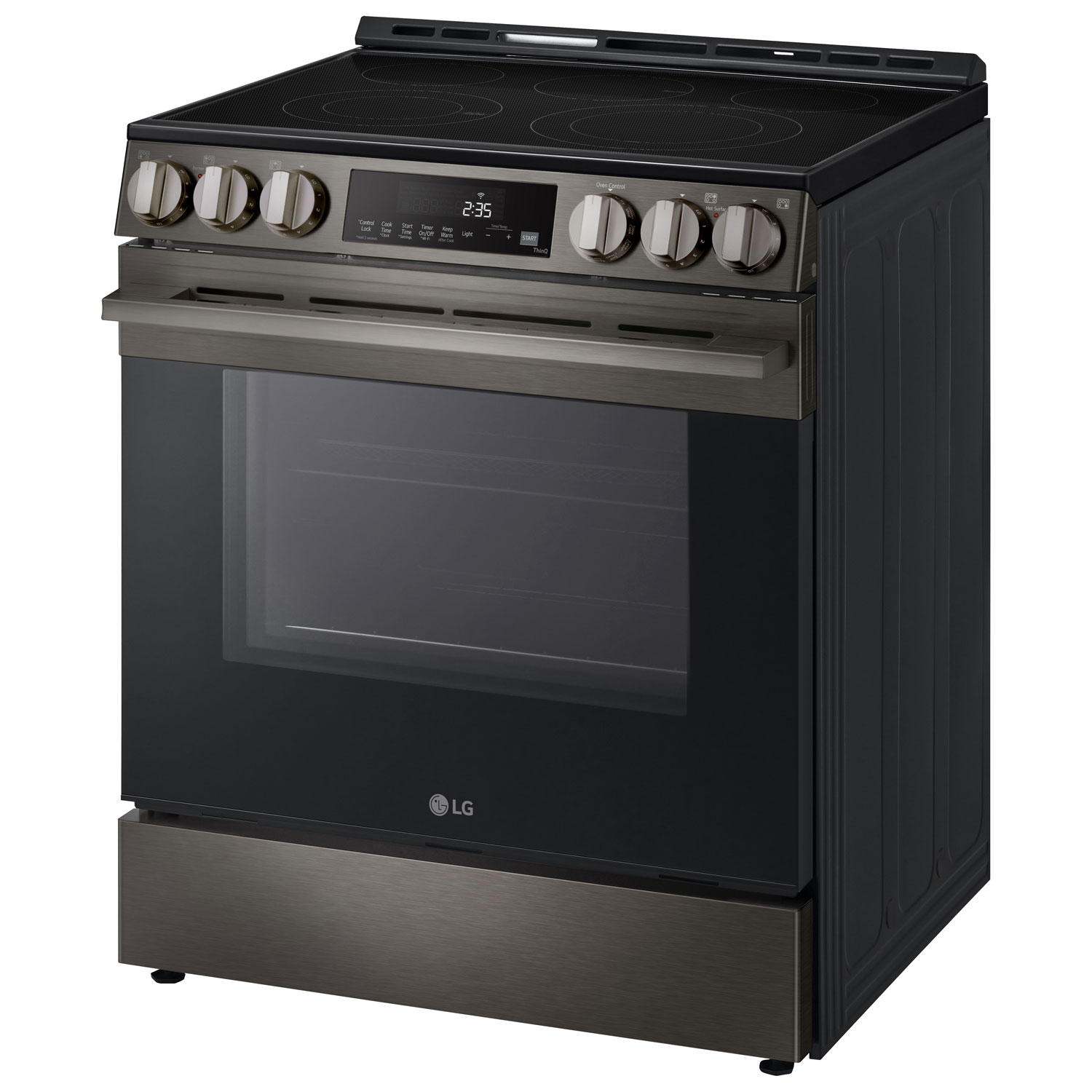 LG 30" 6.3 Cu. Ft. Fan Convection 5-Element Slide-In Electric Air Fry Range - Black Stainless Steel