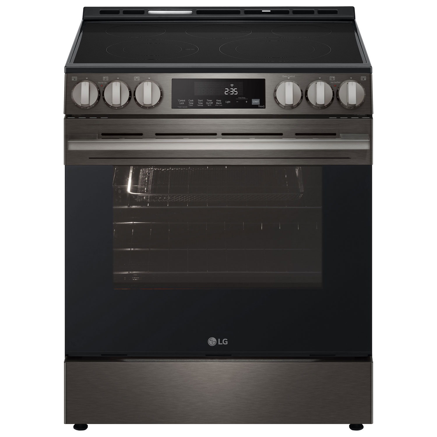 LG 30" 6.3 Cu. Ft. Fan Convection 5-Element Slide-In Electric Air Fry Range - Black Stainless Steel