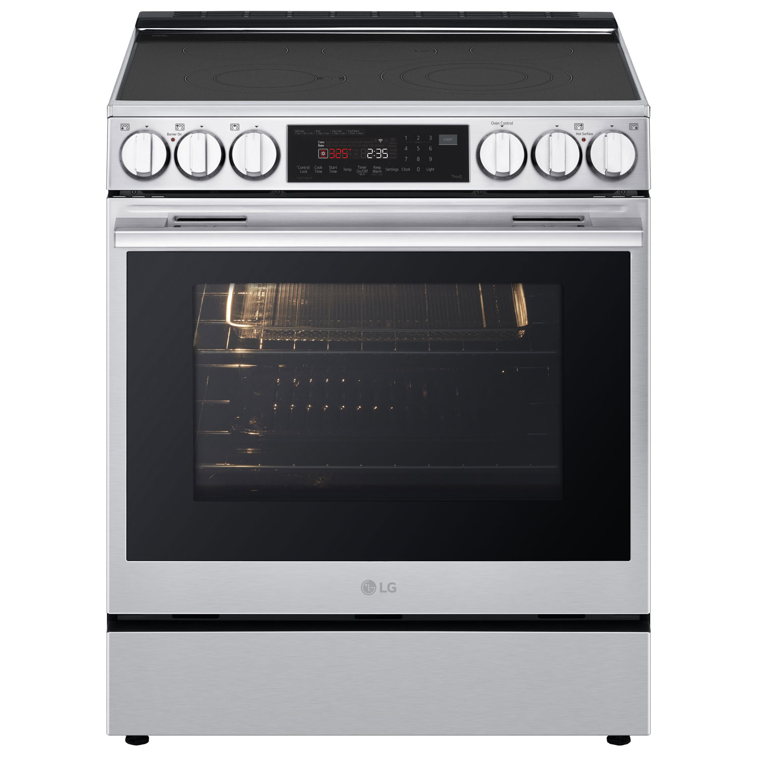 Cuisinière électrique encastrable à 5 éléments avec convection véritable et friture à l'air 6,3 pi³ 30 po de LG - Inox