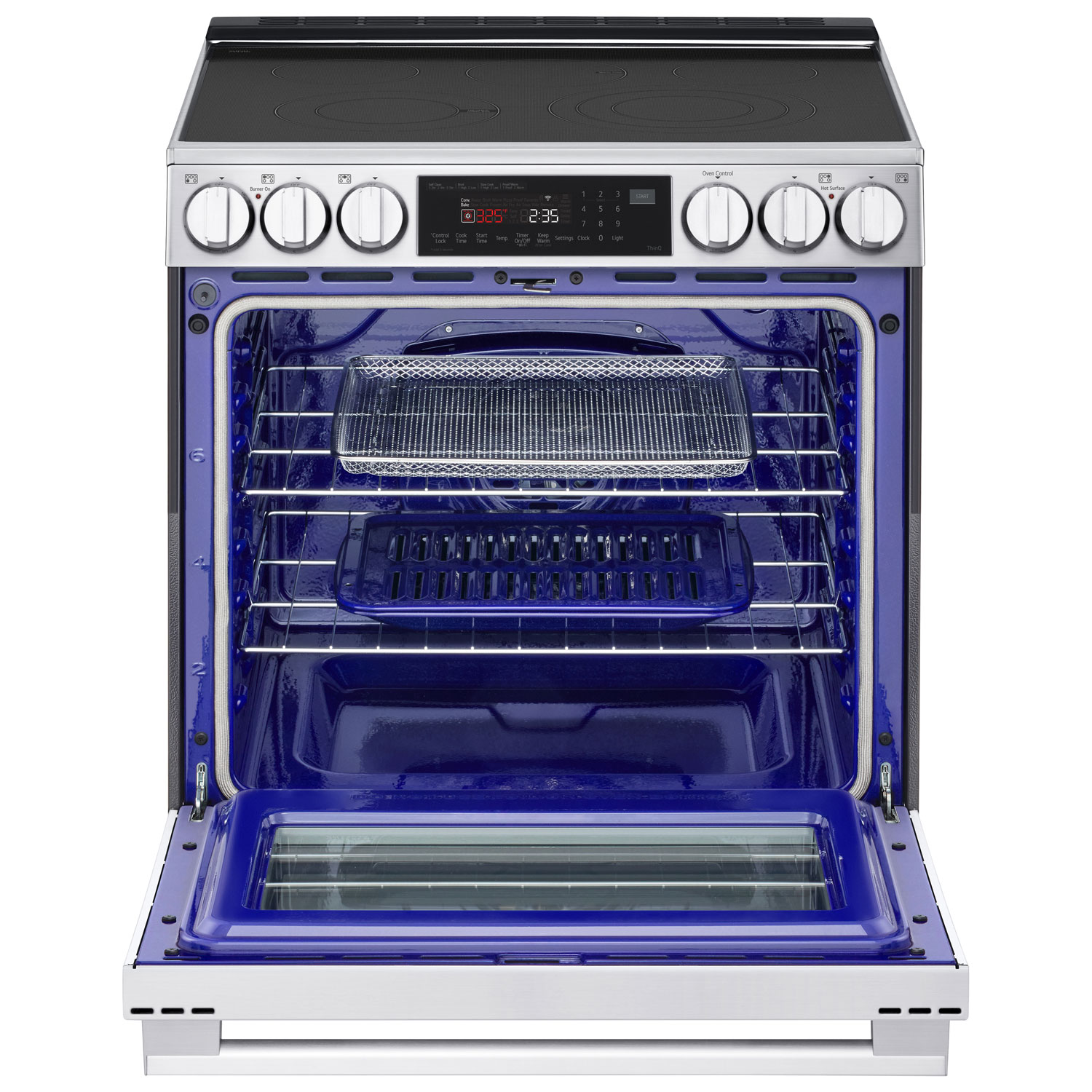 Cuisinière électrique encastrable à 5 éléments avec convection véritable et friture à l'air 6,3 pi³ 30 po de LG - Inox