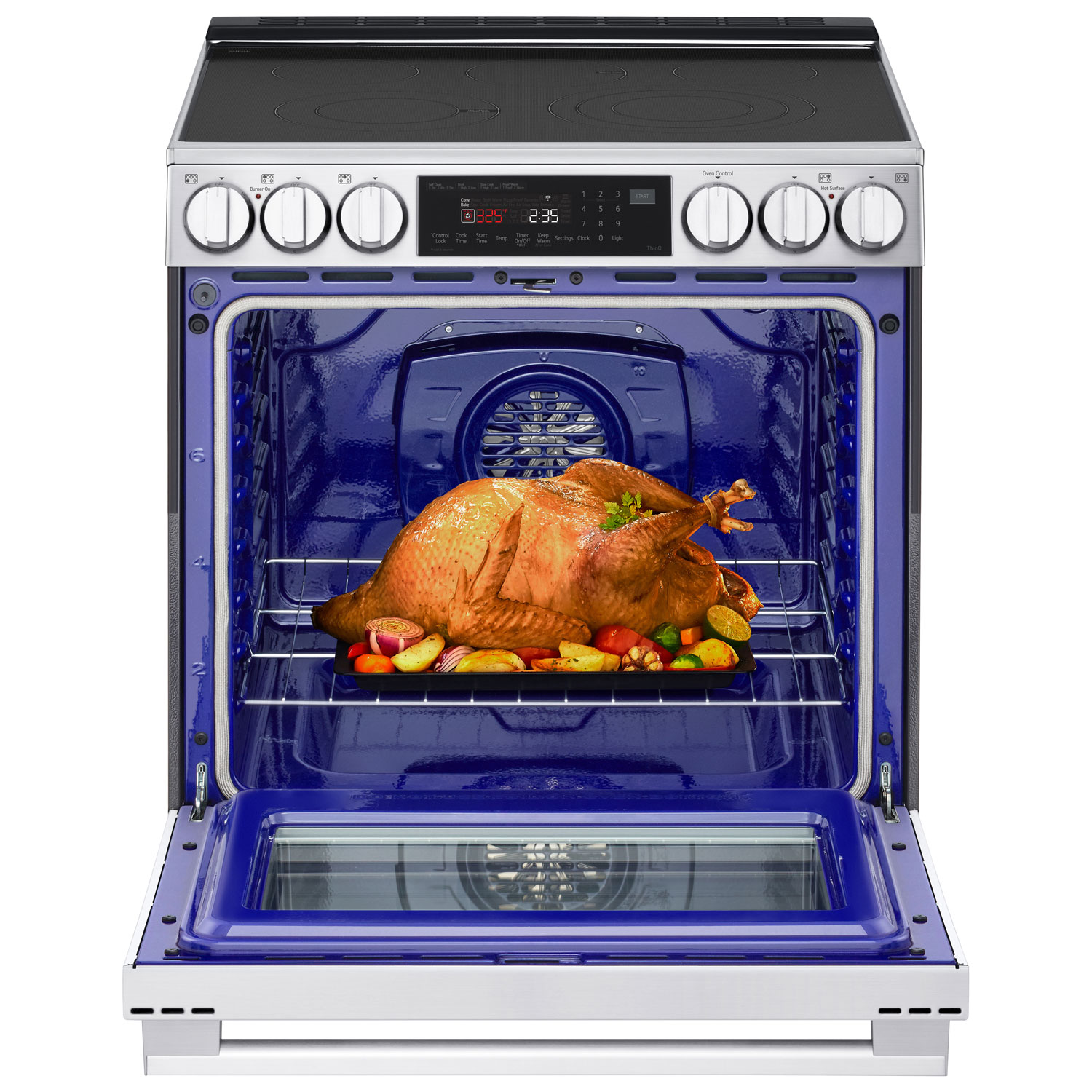 Cuisinière électrique encastrable à 5 éléments avec convection véritable et friture à l'air 6,3 pi³ 30 po de LG - Inox